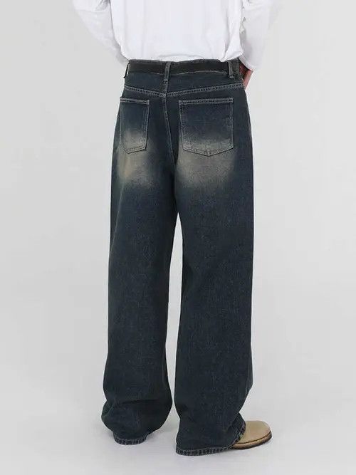 VIBE Blue Washed Wide Leg Denim Jeans Size US 32 / EU 48 - 4 Thumbnail