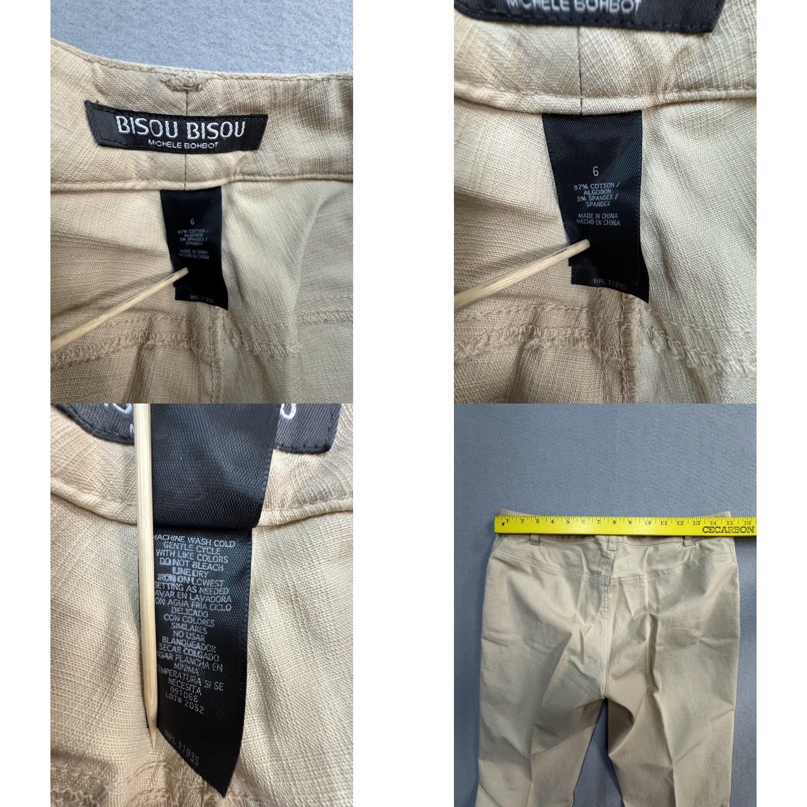 Vintage Bisou Bisou Set Womens 6 Beige Jacket Pants 2 Piece Safari Stretch Size 28" / US 6 / IT 42 - 9 Thumbnail