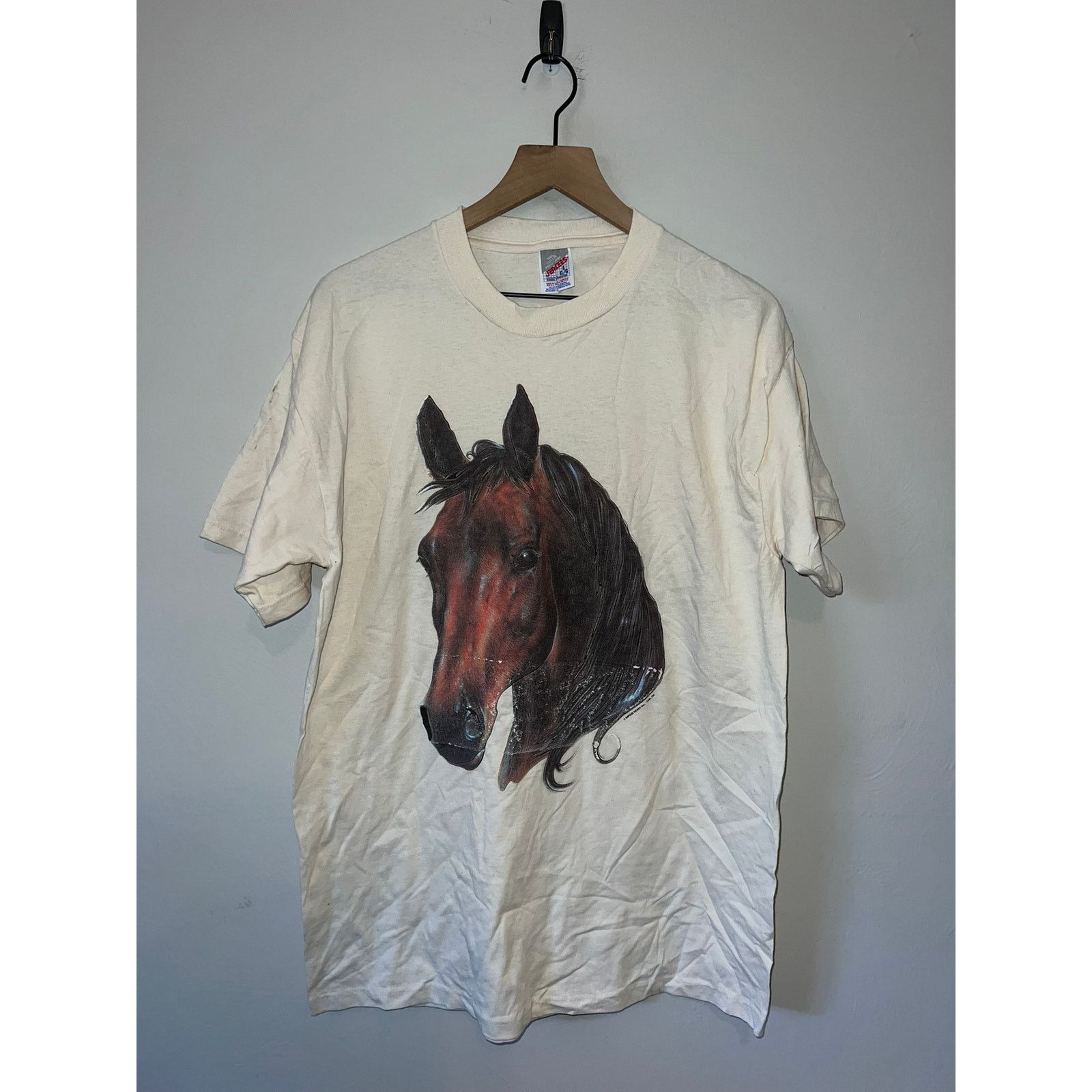Jerzees 90s Vintage Horse Montana Nature White Shirt Tee VTG 1990s L Size US L / EU 52-54 / 3 - 1 Thumbnail