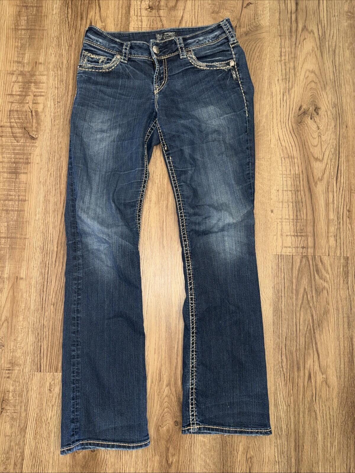 Silver Jeans Co. Silver Jeans SUKI 17 Blue Bootcut Stretch Embellished Pocket Size 27" / US 4 / IT 40 - 2 Thumbnail