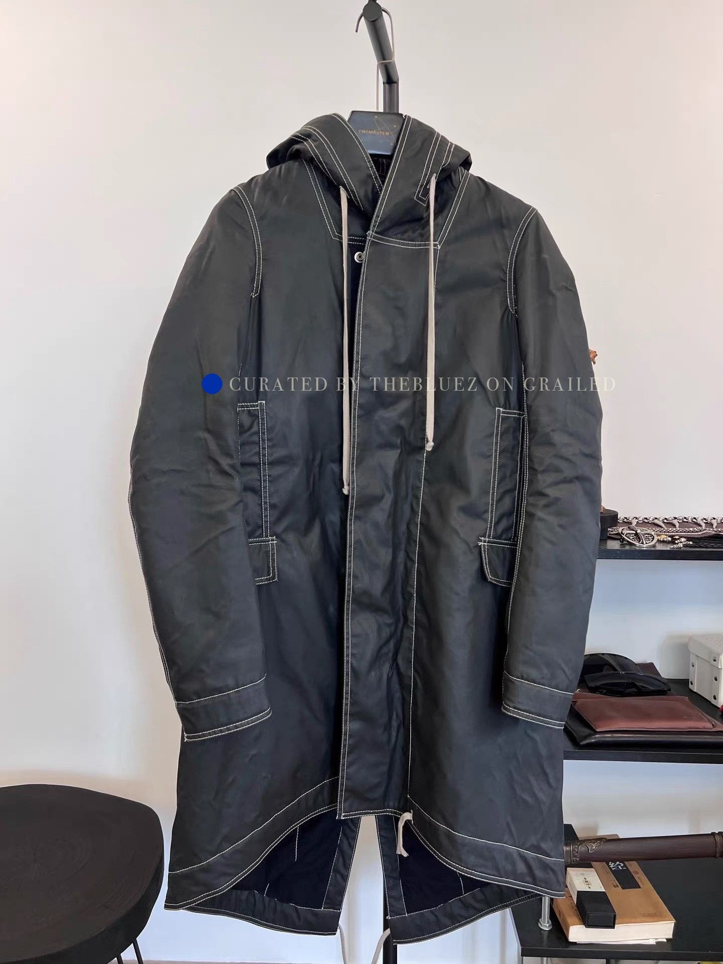 Rick Owens Drkshdw Taped Waxed Long Parka in Black Size US XS / EU 42 / 0 - 1 Thumbnail