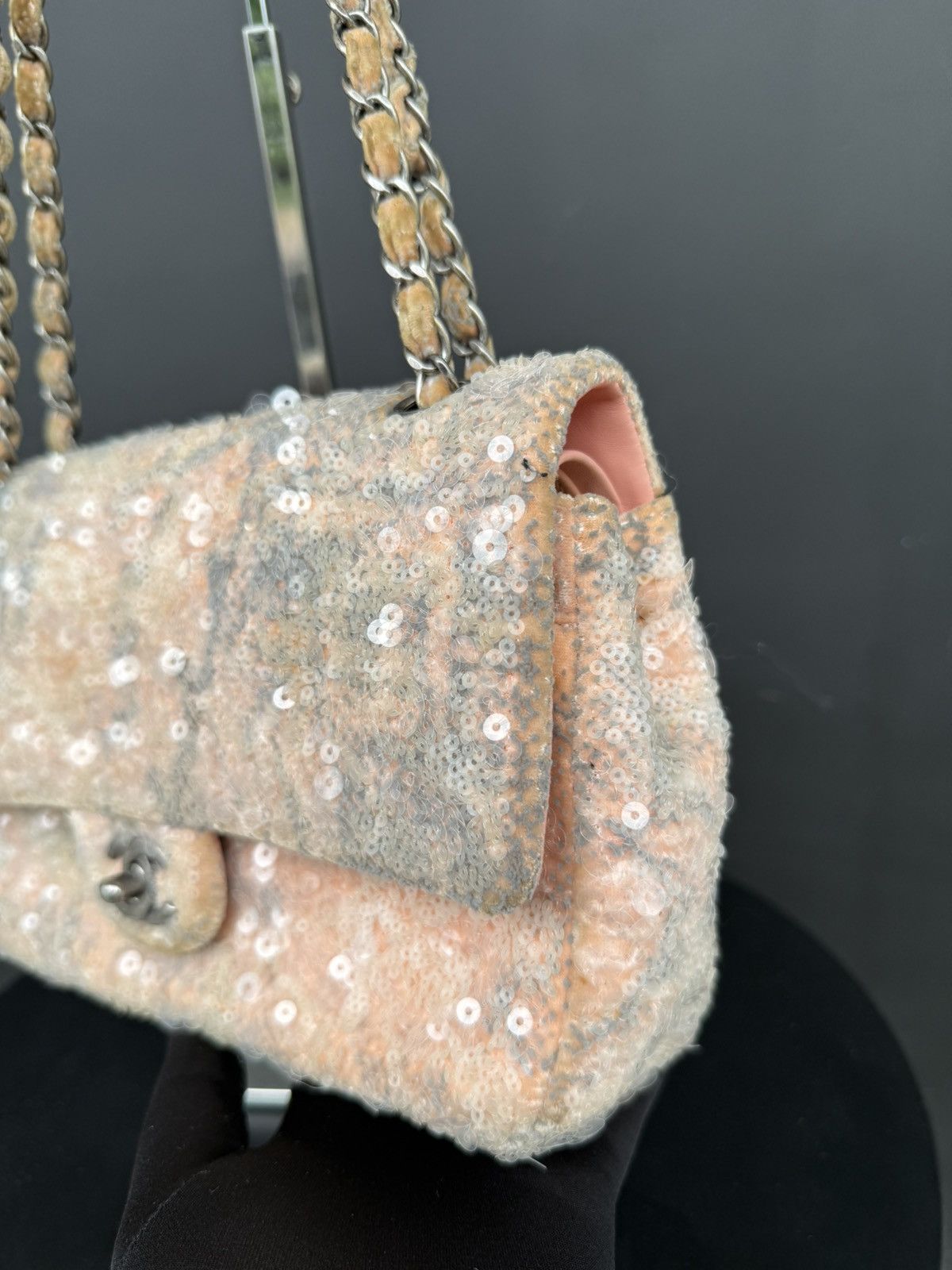 Chanel Chanel - Pink Sequined Small Double Flap Shoulder Bag Size ONE SIZE - 4 Thumbnail