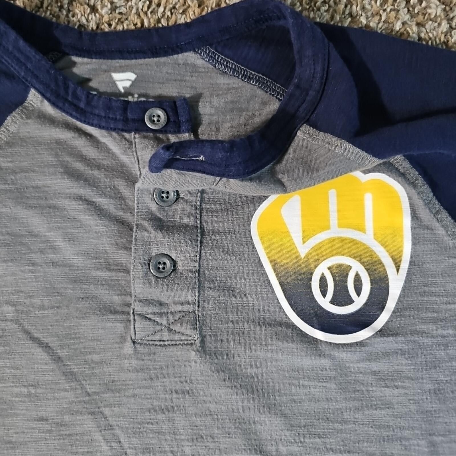 Other Fanatics M Milwaukee Brewers 3/4 Henley Shirt Size ONE SIZE - 2 Thumbnail