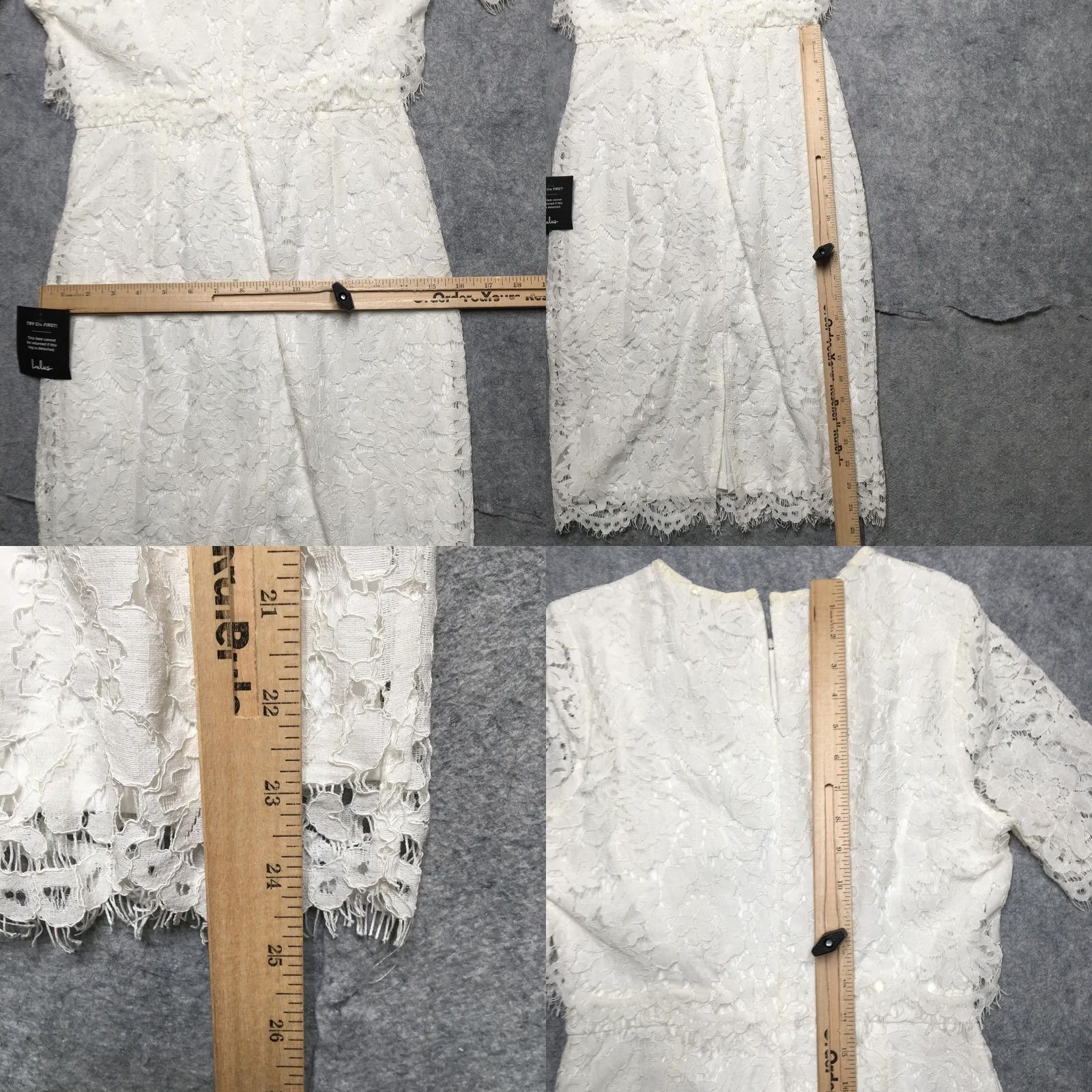Lulus Lulus Dress Womens Small White Lace Sheath Midi Short Sleeve Wedding Party Size 28" / US 6 / IT 42 - 9 Thumbnail