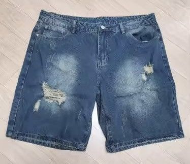 Jean Ripped Baggy Stretchy Denim Shorts Size US 35 - 6 Thumbnail