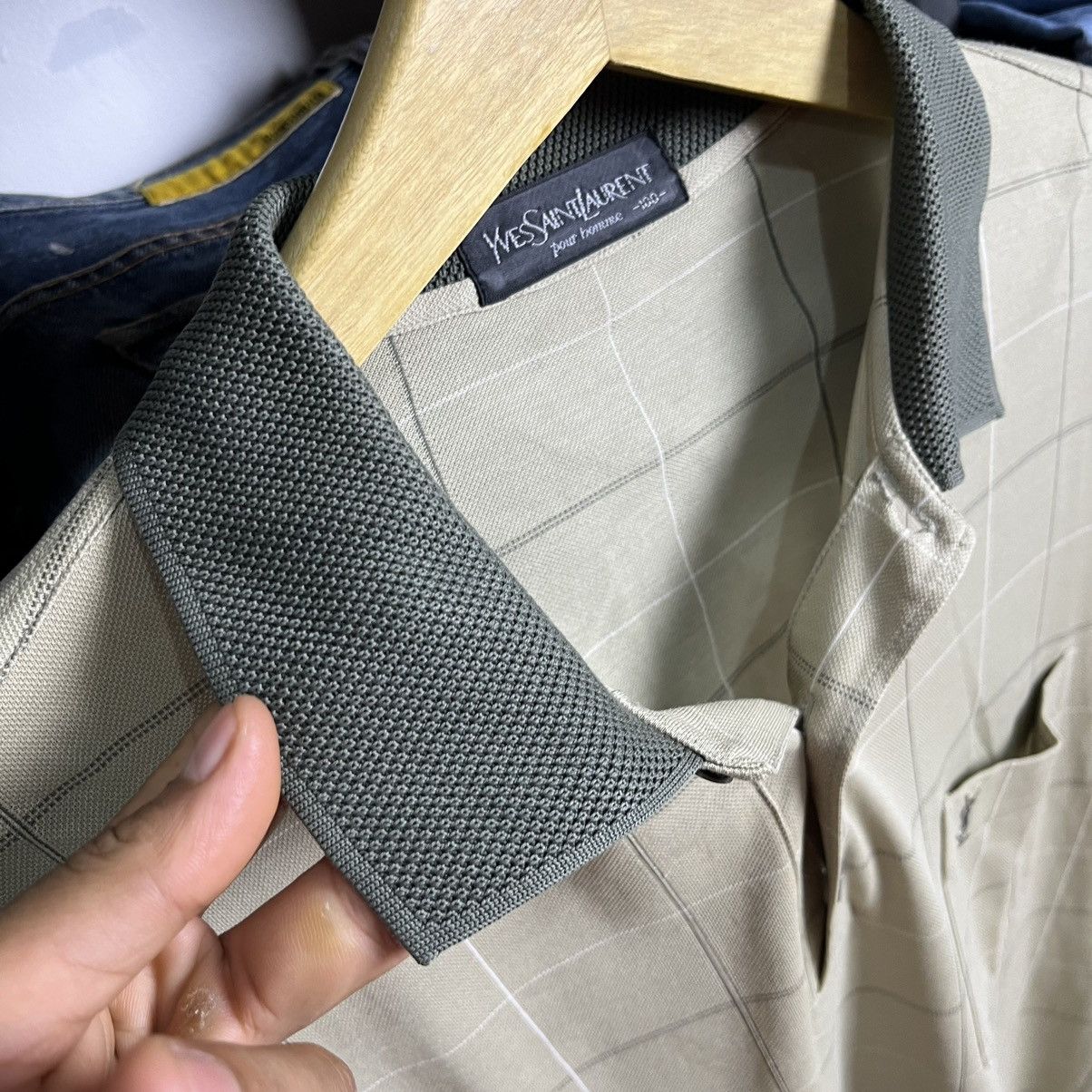 Vintage × Yves Saint Laurent 90’s Ysl Pour Homme Square Striped Polos Size US L / EU 52-54 / 3 - 5 Thumbnail