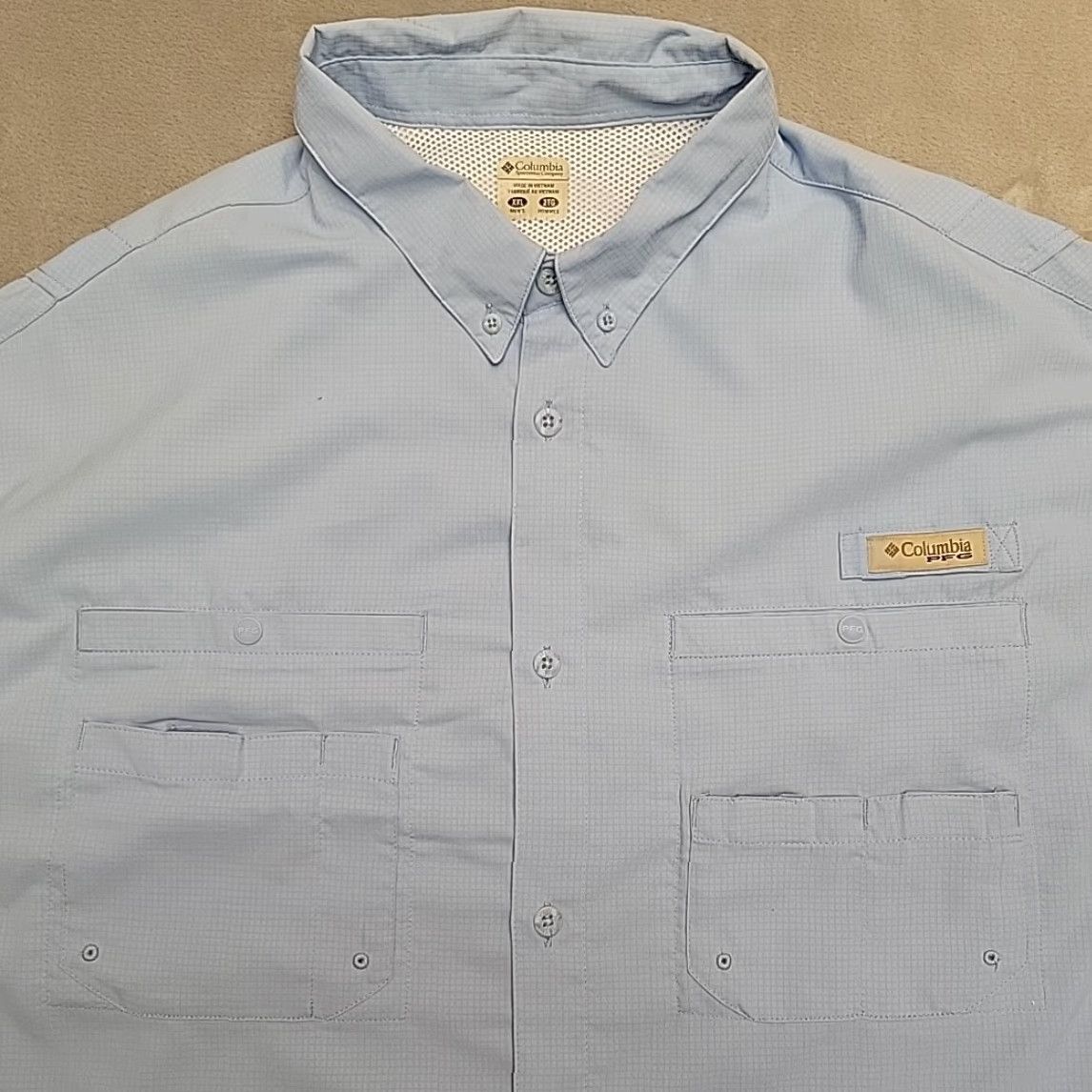 Vintage Columbia Shirt Mens 2XL Blue PFG Omni Shade Vented UPF Performance Fishing Gear Shirt Long Sleeve Button-Up Collared Size US XXL / EU 58 / 5 - 2 Thumbnail