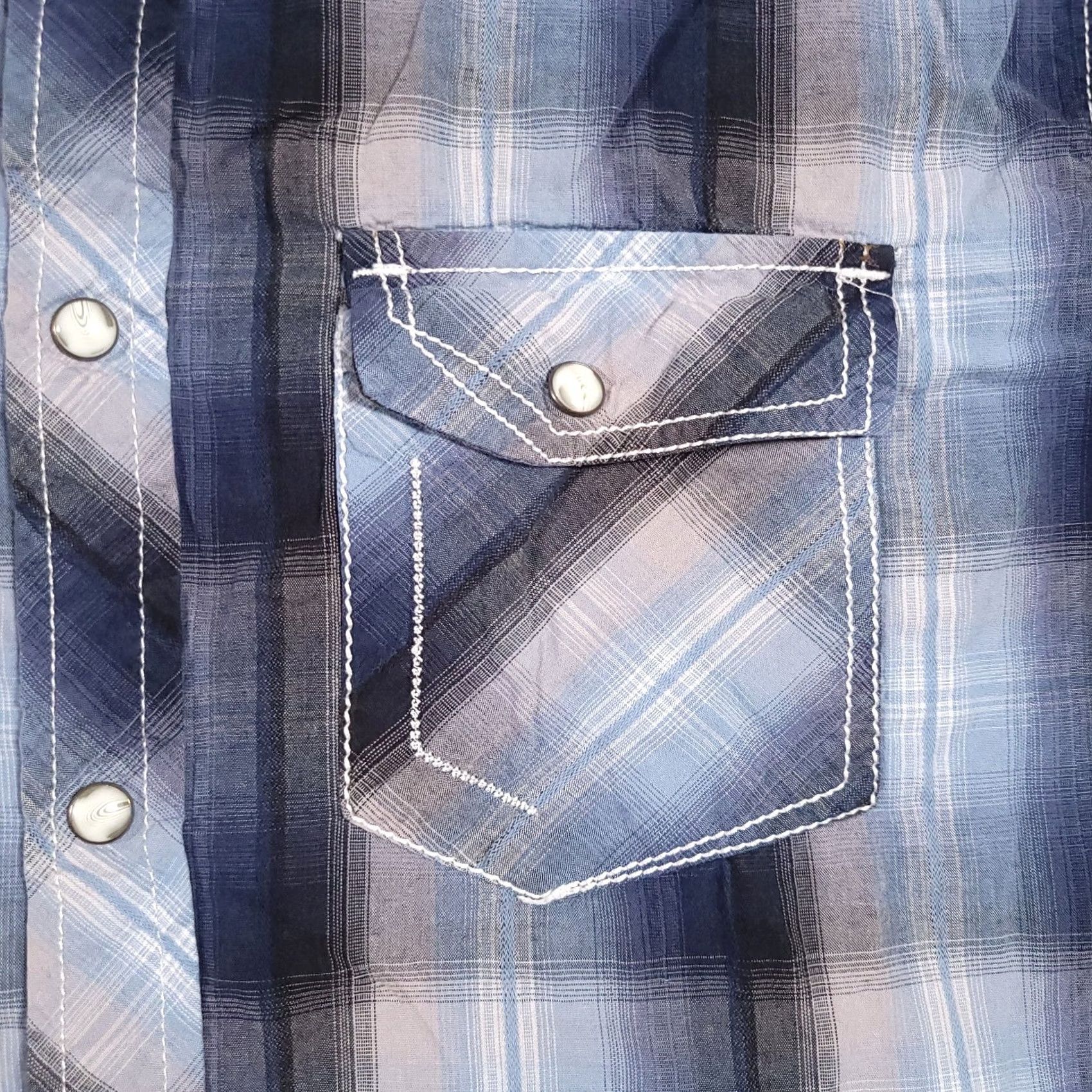 Vintage HELIX Mens Medium Blue & Gray Plaid Pearl Snap Athletic Fit Western Rodeo Size US M / EU 48-50 / 2 - 4 Thumbnail