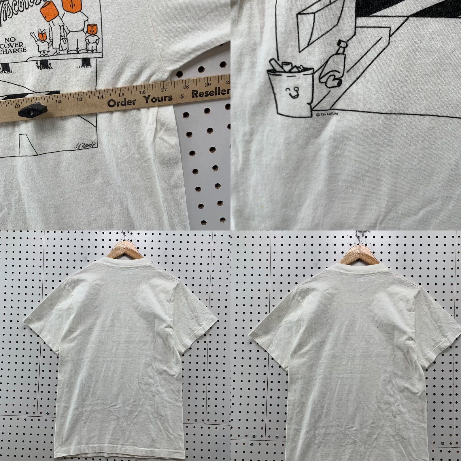 Fruit Of The Loom VINTAGE Wisconsin Cheddar Heads Funny Shirt Men M White 90s USA 17x27.5 Mens Size US M / EU 48-50 / 2 - 9 Thumbnail
