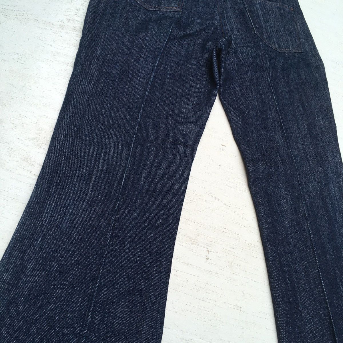 Japanese Brand BACK NUMBER FLARE MINI BOOTCUT JEANS RELEASE HEM WOMEN Size 29" - 17 Thumbnail