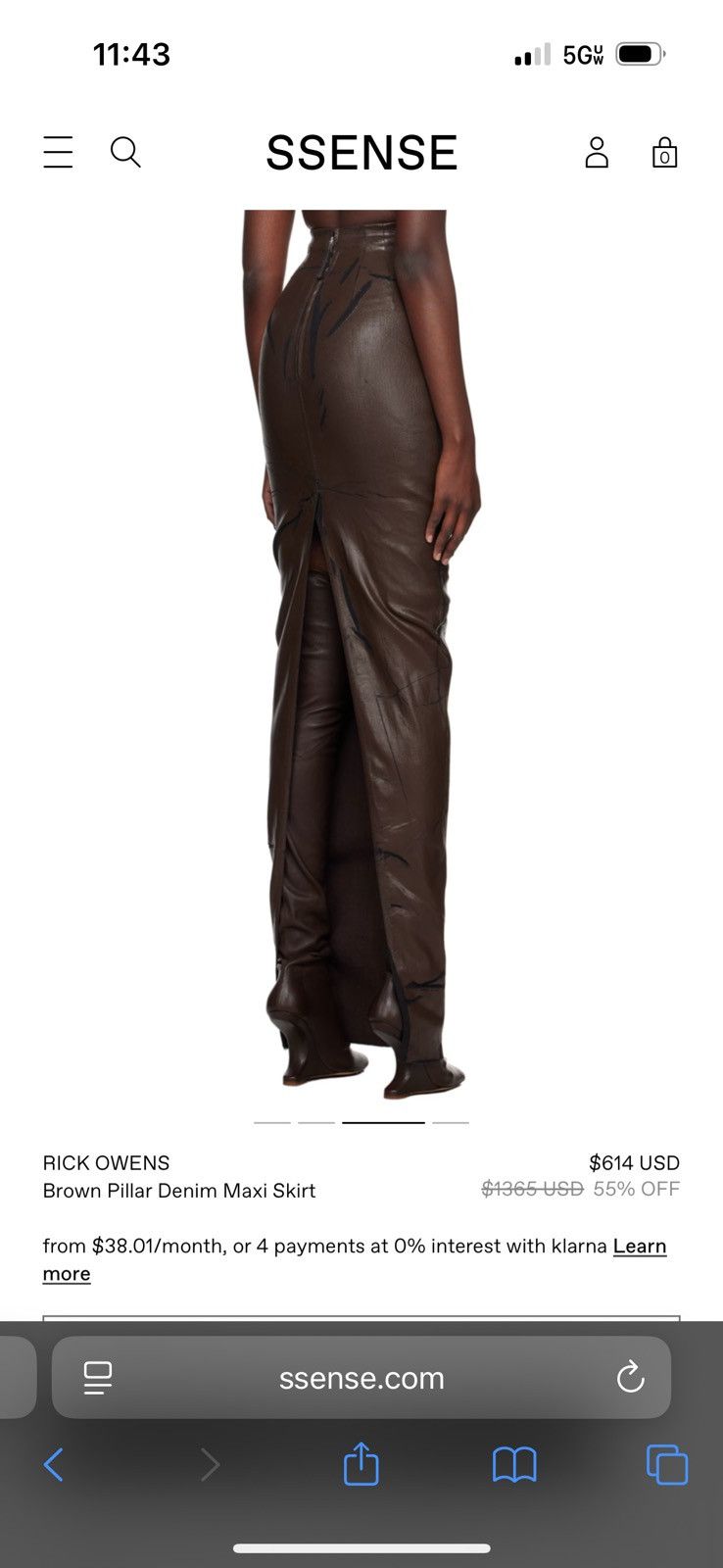 Rick Owens Brown waxed coated maxi skirt with distressed look Size 27" / US 4 / IT 40 - 8 Thumbnail