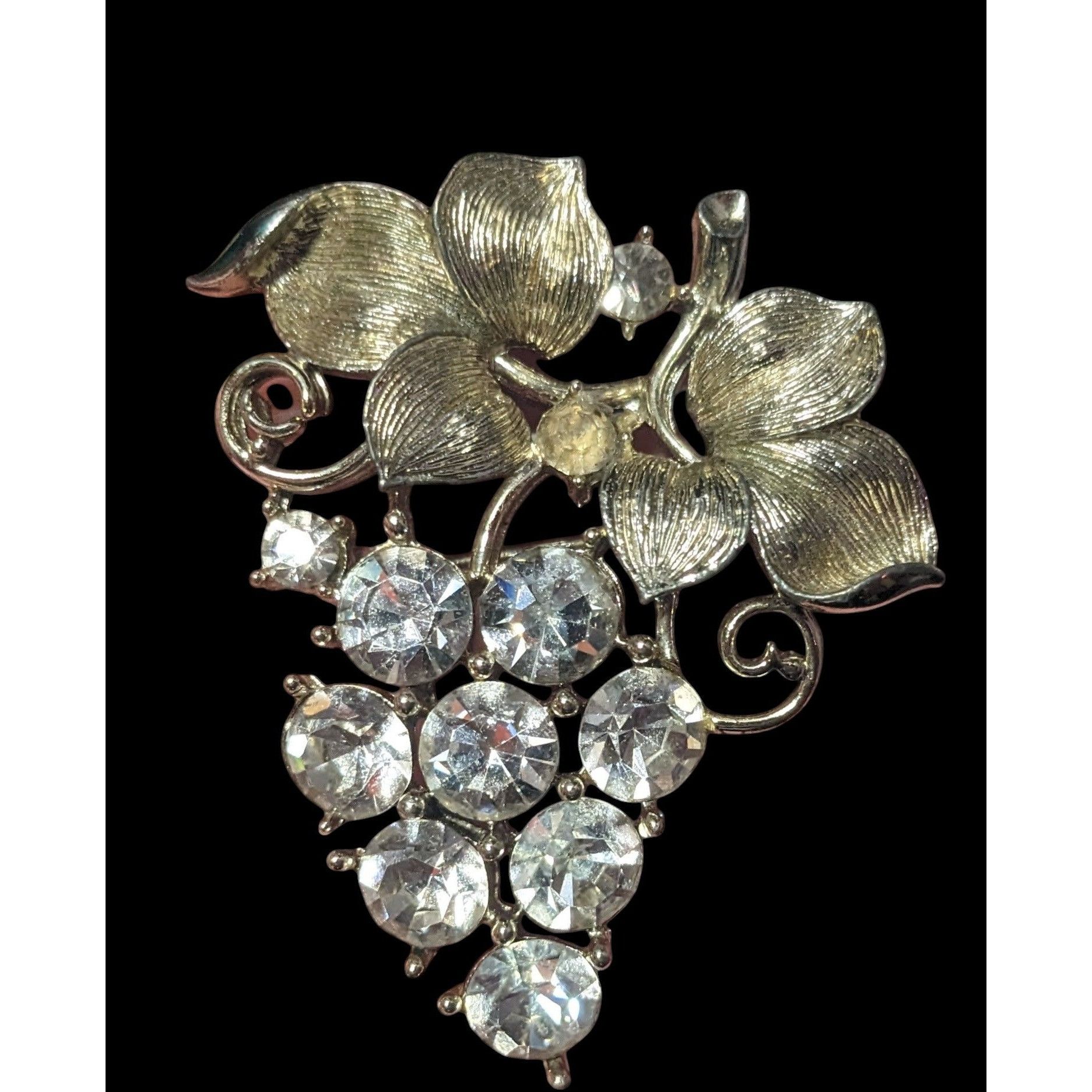 Other Vintage Lisner Grape Bunch Gold Tone Rhinestone Brooch Size ONE SIZE - 5 Thumbnail