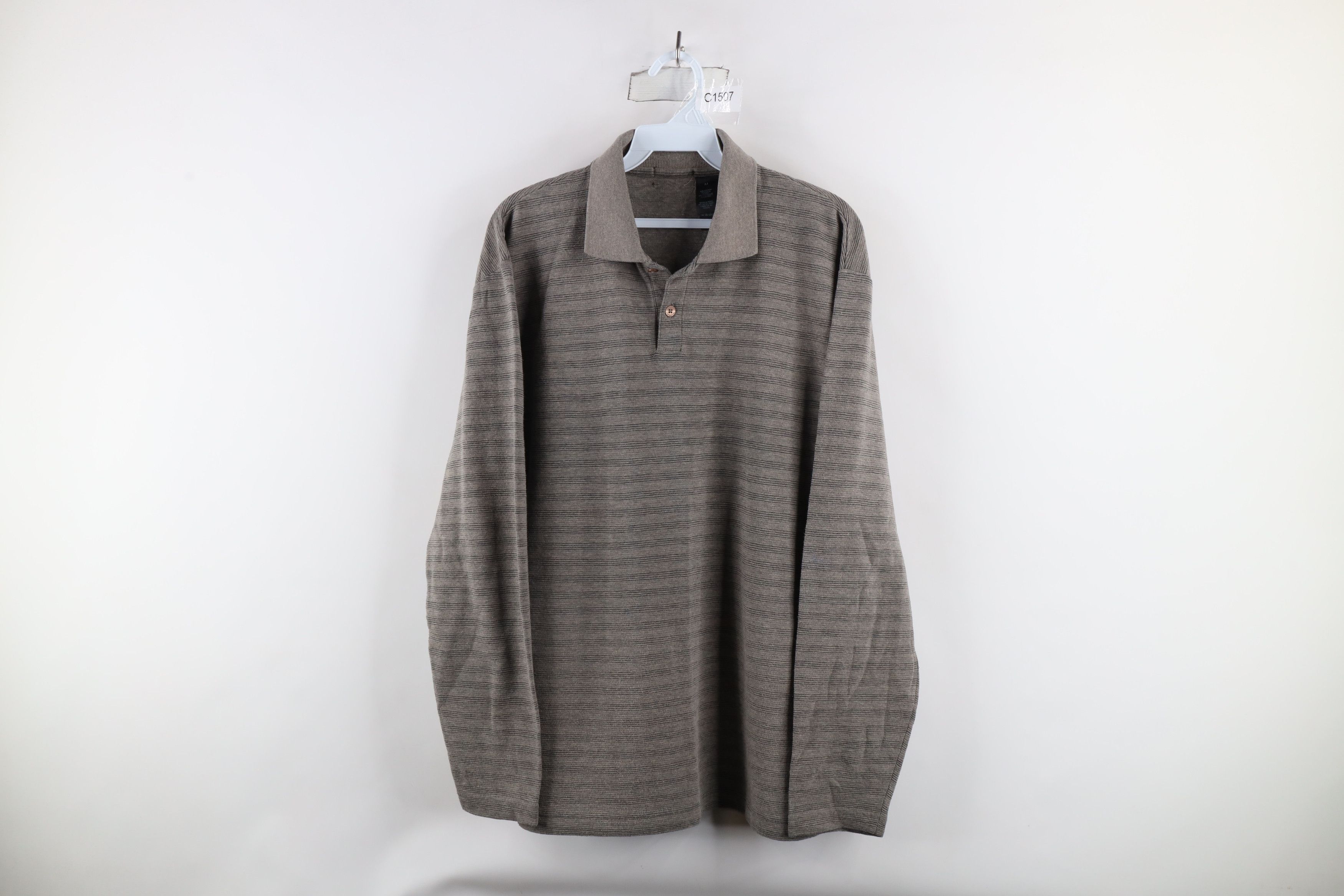 Vintage Vintage 90s Streetwear Ribbed Knit Long Sleeve Rugby Polo Size US M / EU 48-50 / 2 - 1 Thumbnail