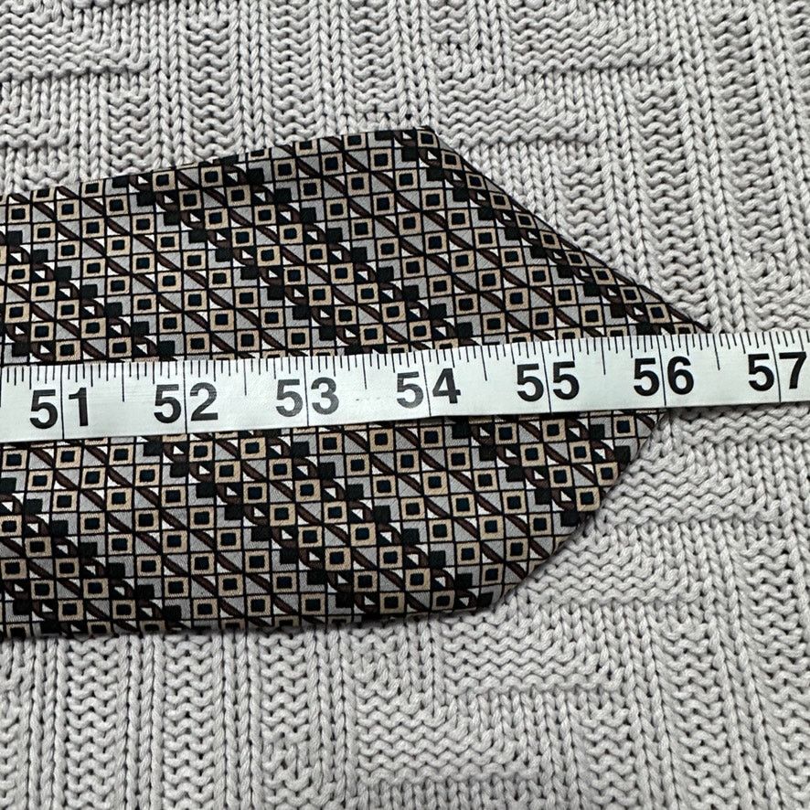 Bloomingdale's Vintage Bloomingdale's brown gray abstract stripe silk tie Size ONE SIZE - 4 Thumbnail