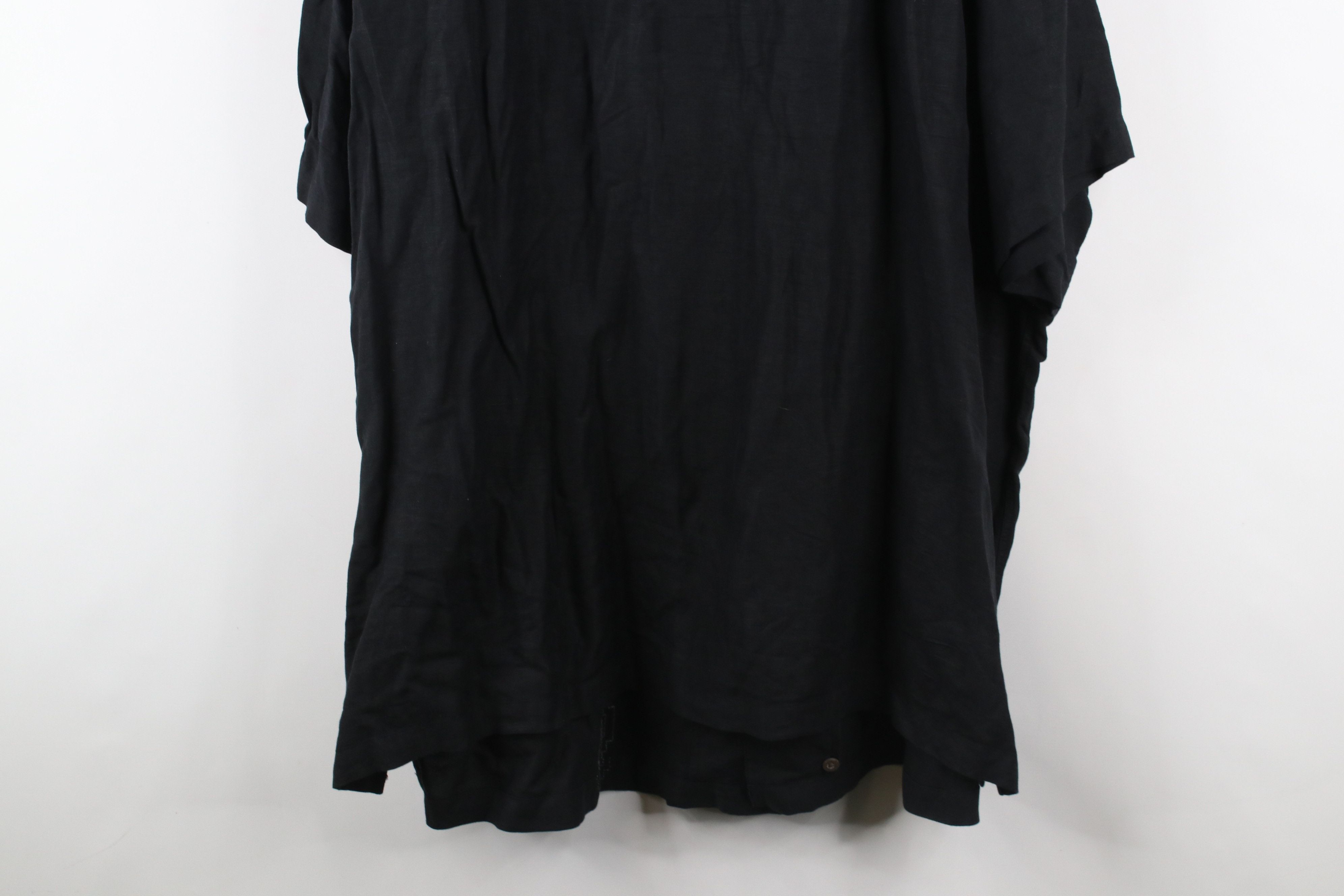 Vintage Vintage Streetwear Looped Collar Linen Button Shirt Black Size US XXL / EU 58 / 5 - 12 Thumbnail