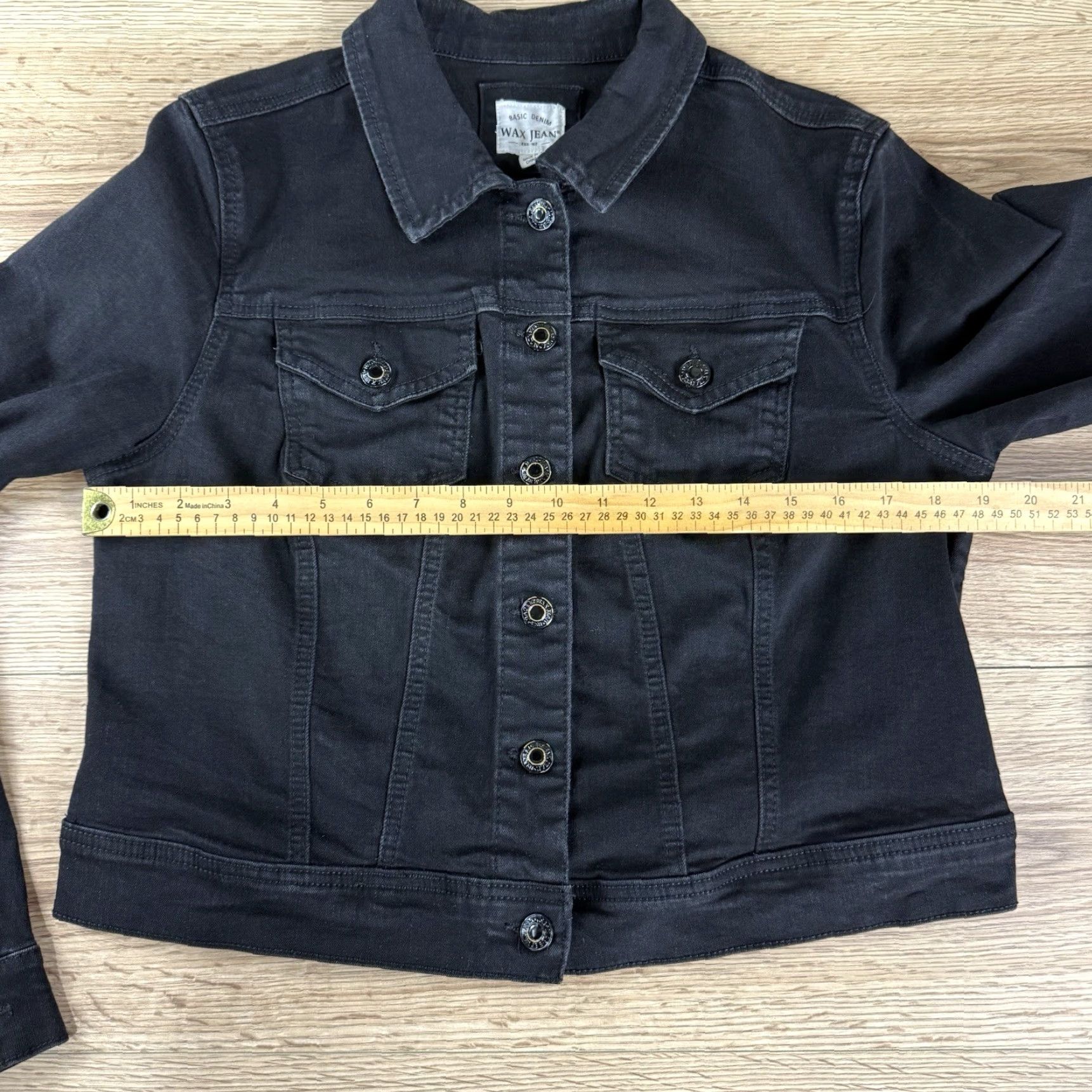 Denime VINTAGE WAX JEAN Black Stretch Denim Crop Jacket Women’s 1XL Size 40" / US 18 - 5 Thumbnail