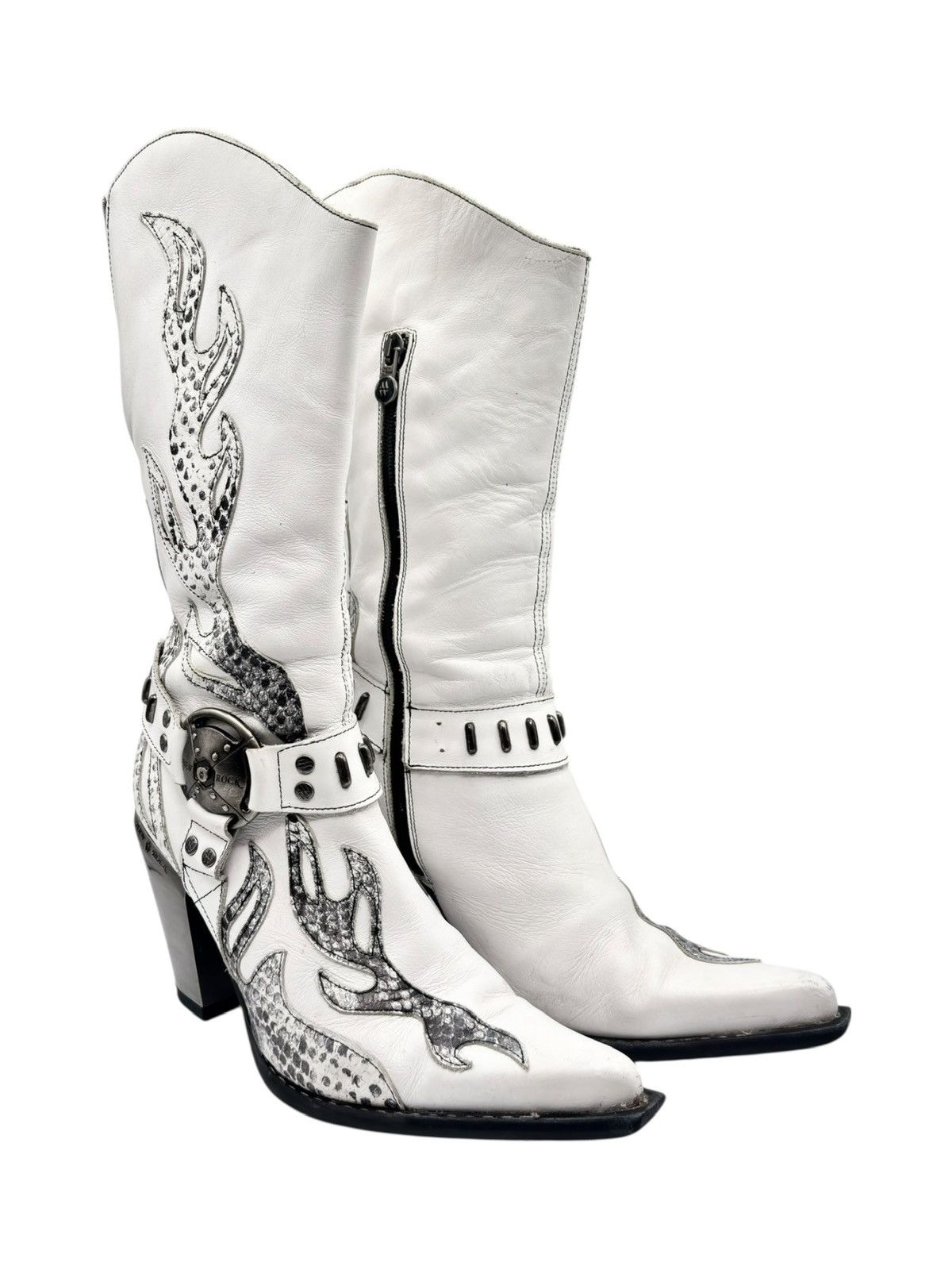 New Rock Vintage New Rock pointy white cowboy boots Size 38 Size US 8 / IT 38 - 1 Thumbnail