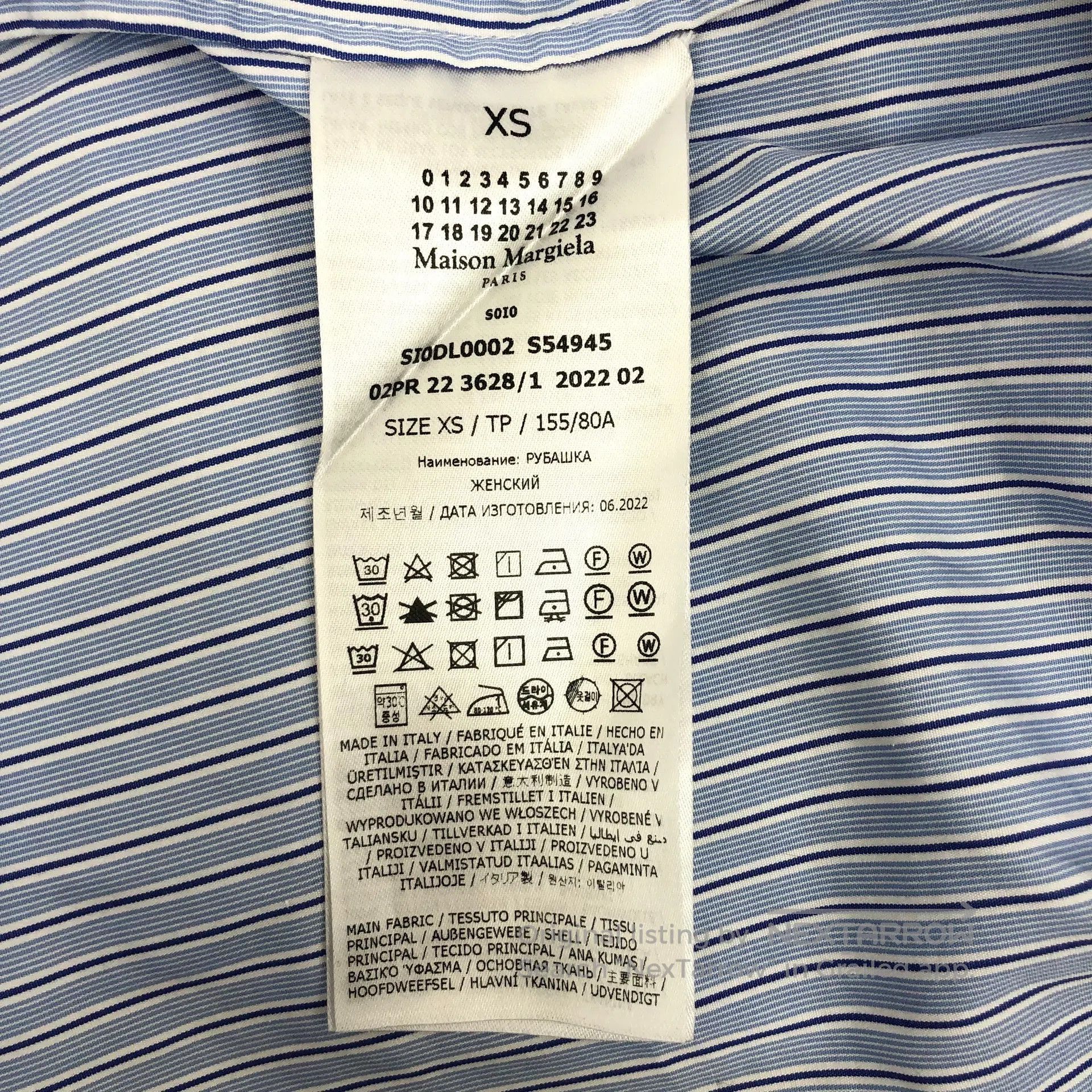 Maison Margiela Maison Margiela Blue Striped Cotton Collar Single-Breaste Size XS / US 0-2 / IT 36-38 - 6 Thumbnail