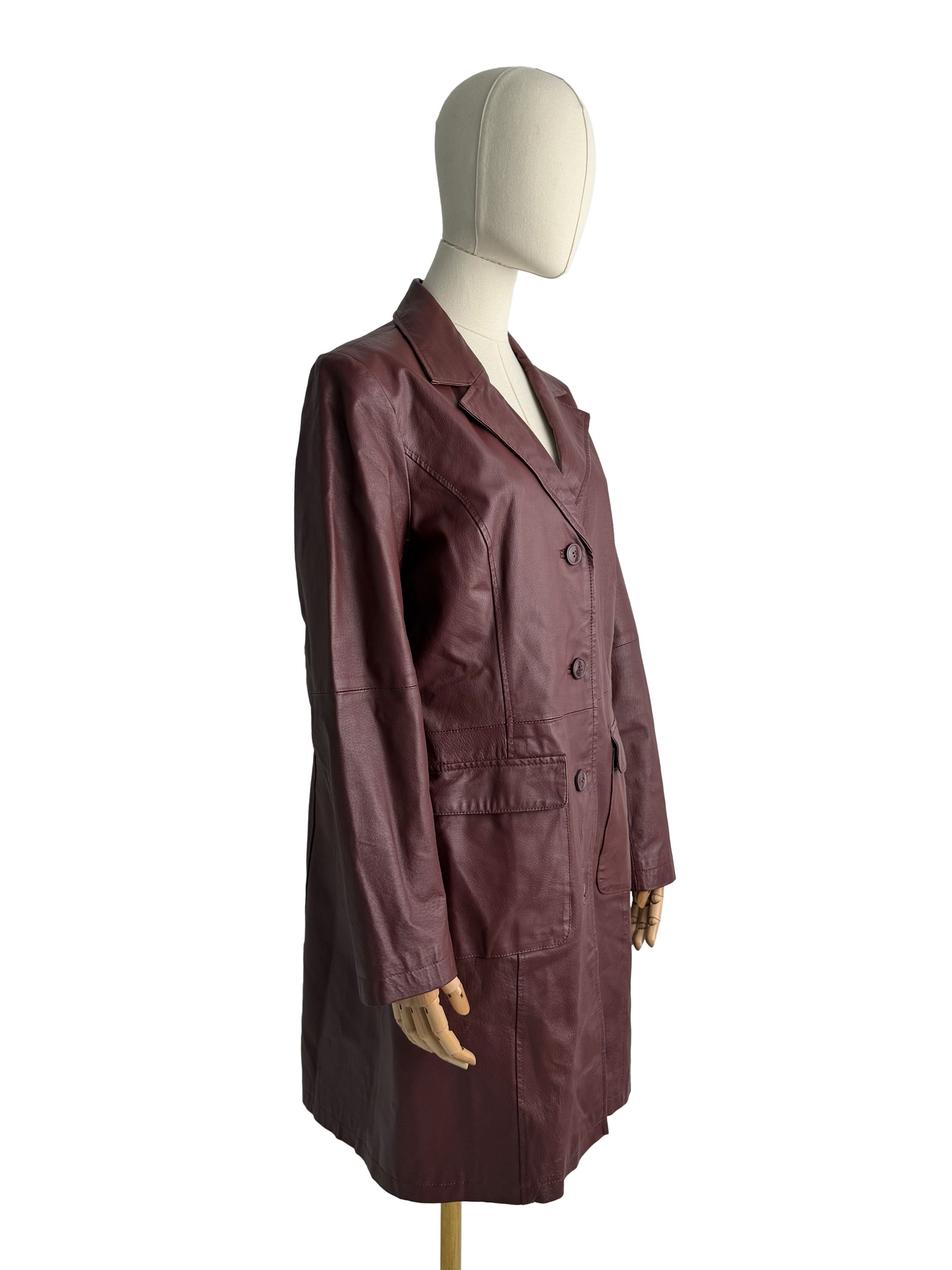 Vintage Vintage Leather Coat Button Front Tailored Long Blazer Size L / US 10 / IT 46 - 1 Thumbnail