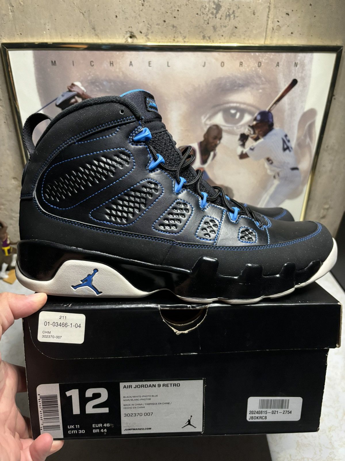 Jordan Brand Air Jordan 9 Retro OG photo blue Size US 12 / EU 45 - 1 Thumbnail