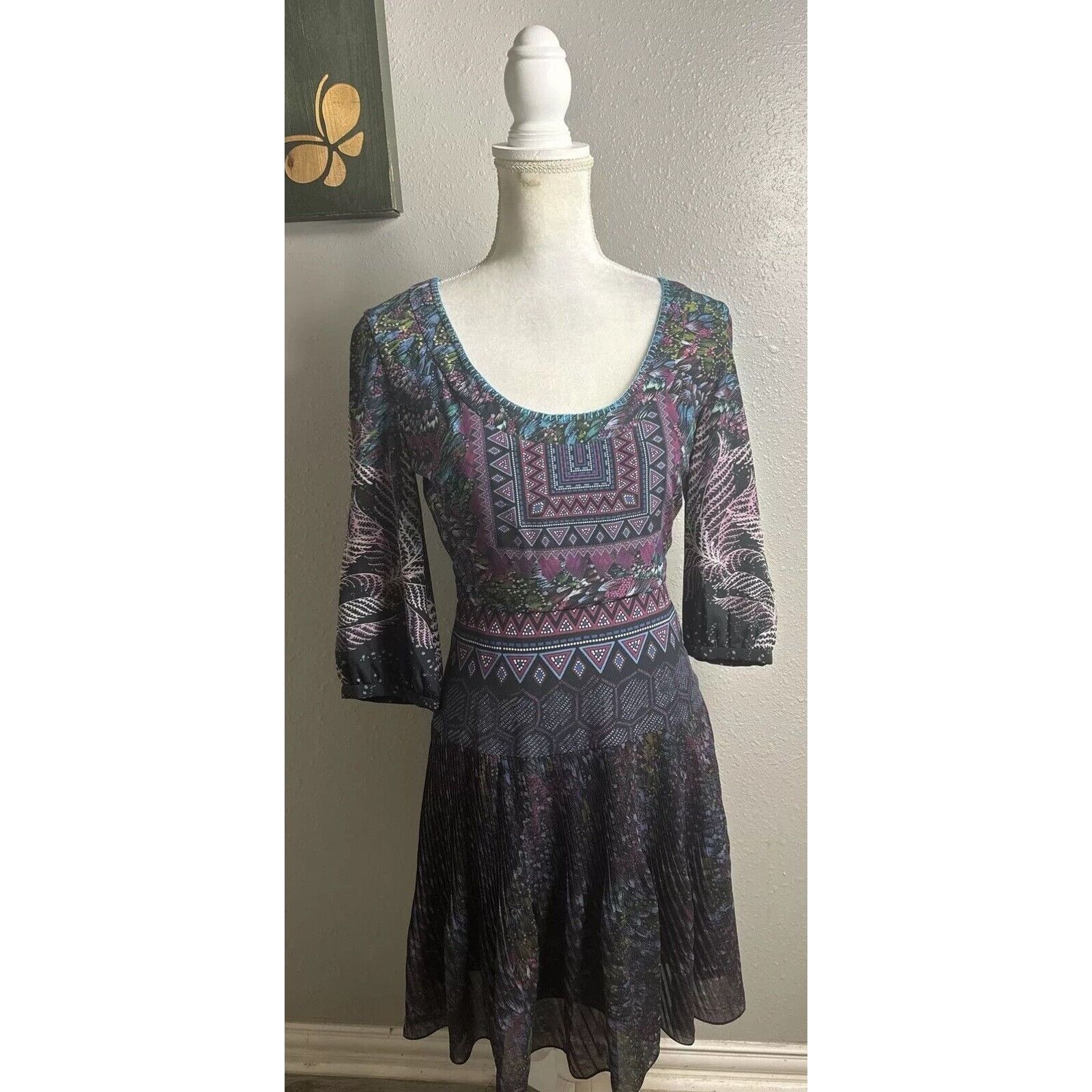 Saloni Multicolor 100% Silk Dress Size 4