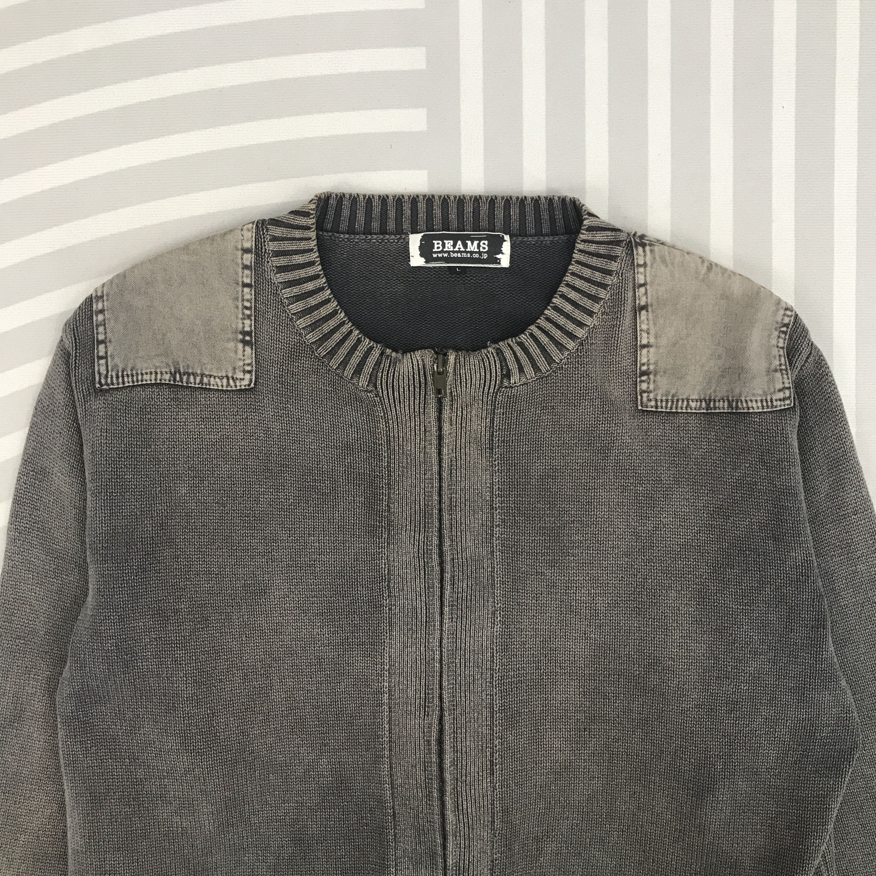 Beams Japan × Vintage Beams Black faded Japan Knitwear design zippe jacket Size US L / EU 52-54 / 3 - 2 Thumbnail