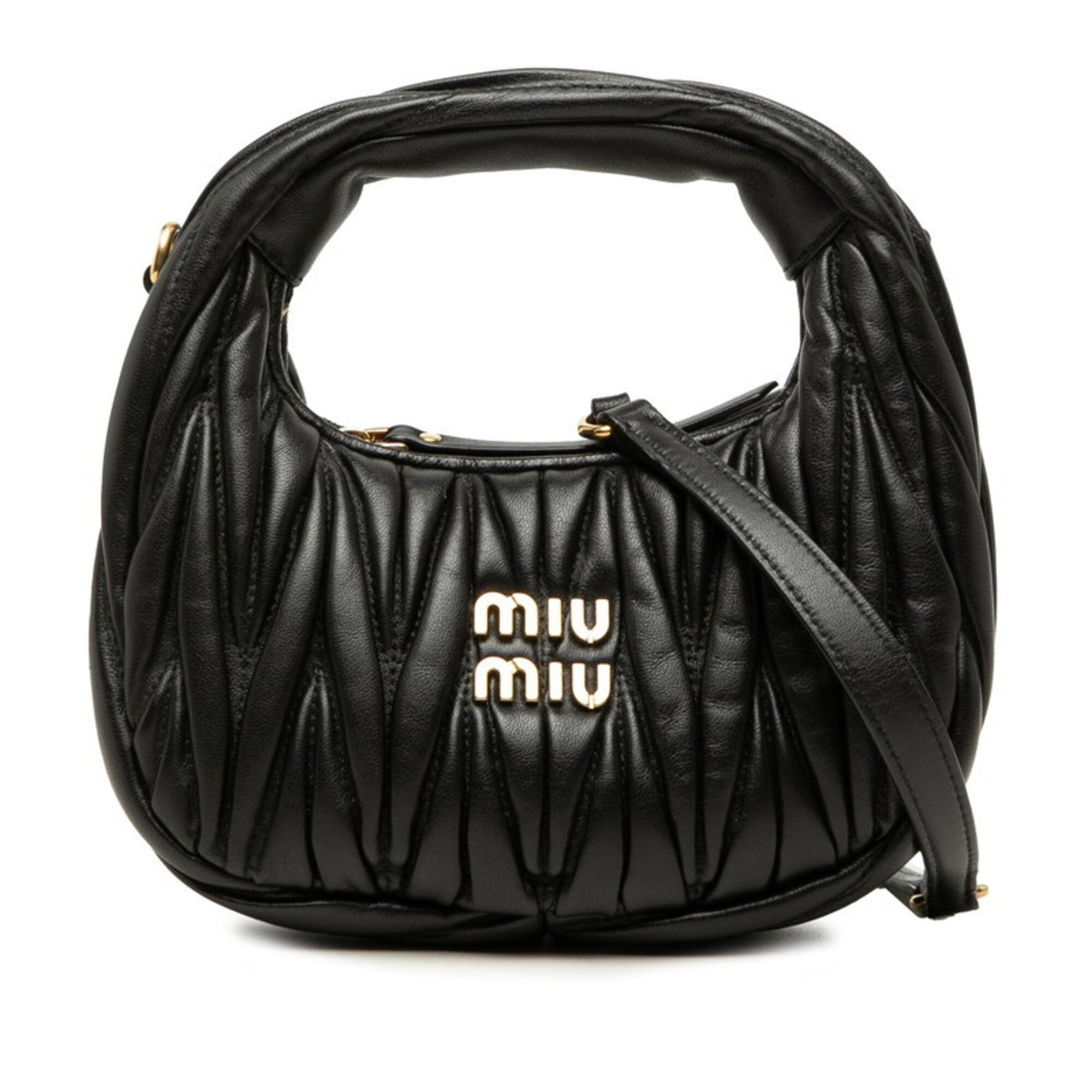Miu Miu Miu Miu Miu Matelassé Wonder Handbag Shoulder Bag 2-Way Black Leather Women's MIUMIU Size ONE SIZE - 1 Thumbnail