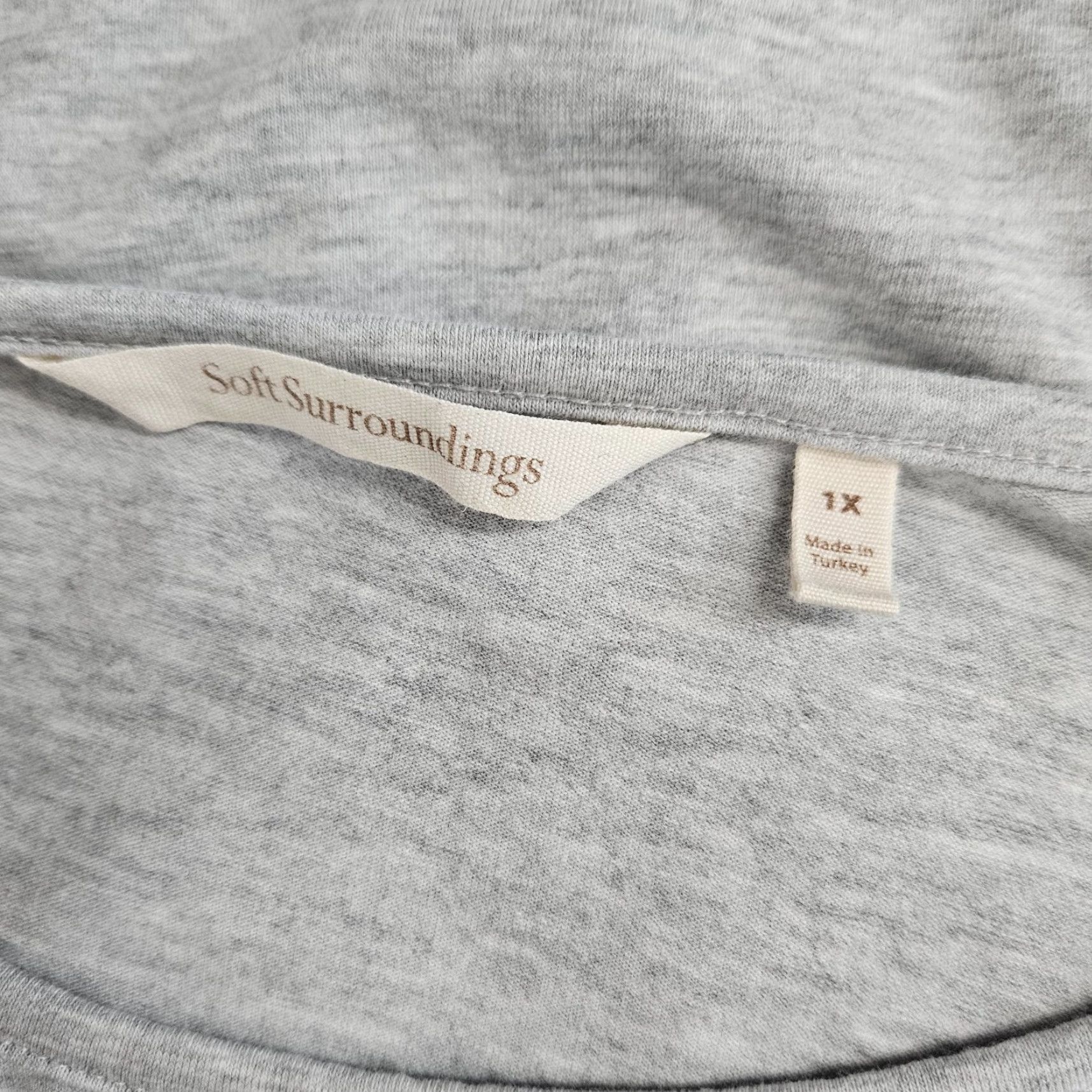 Soft Surroundings Soft Surroundings Womens Top 1X Gray Long Sleeve Chiffon Trim Blouse Size XL / US 12-14 / IT 48-50 - 6 Thumbnail