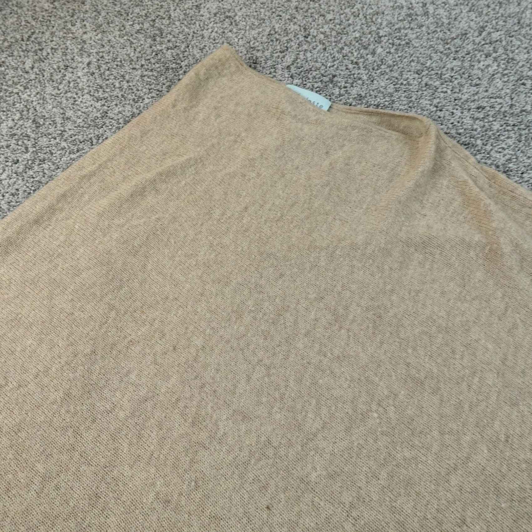 Vintage Celeste Sweater Capes Womens One Size Beige Wool Cashmere Knit Poncho Top Cape Knit Poncho Womens Beige Wool Cashmere Boat Neck Casual Relaxed 90s? Size ONE SIZE - 3 Thumbnail