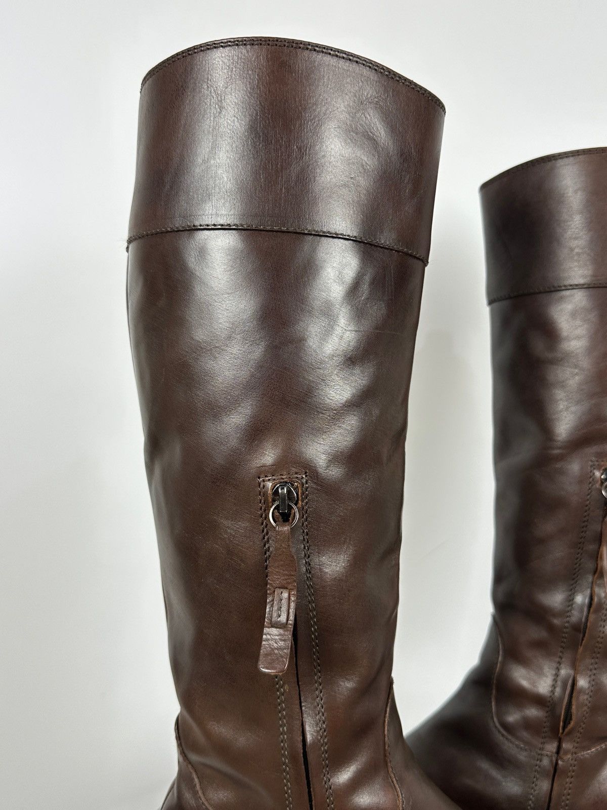Brunello Cucinelli Brunello Cucinelli Brown Leather Riding Boots Size US 10 / IT 40 - 16 Thumbnail