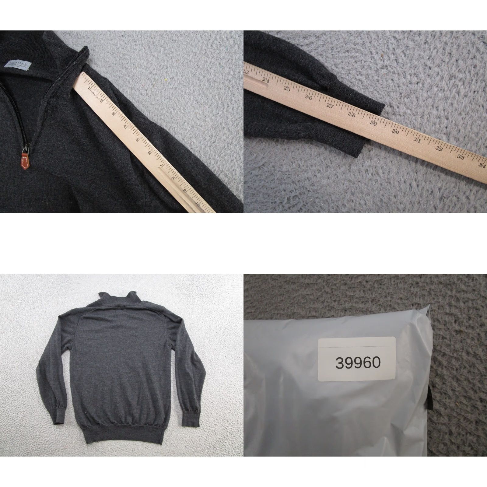 Vintage Giasone Wool 1/4 Zip Sweater Mens Gray 100% Merino Pullover Size US M / EU 48-50 / 2 - 8 Thumbnail