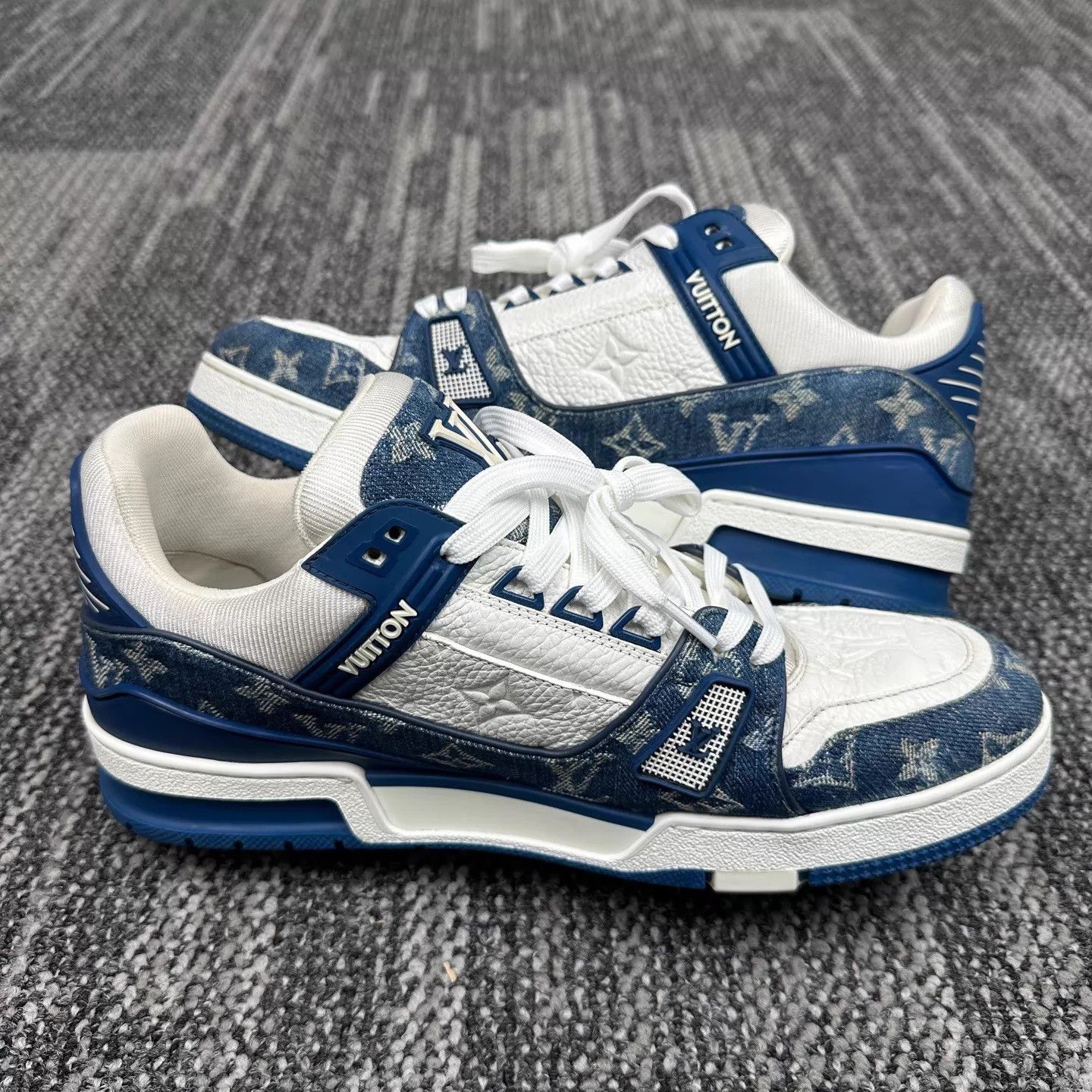 Louis Vuitton Louis Vuitton Trainer Blue White Denim 43.5 Near Mint Size US 10.5 / EU 43-44 - 5 Thumbnail