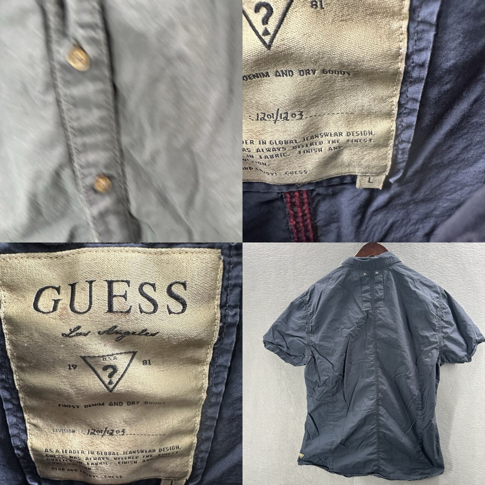 Guess Guess Los Angeles Shirt Mens L Slim Fit Utility Military Blue Button Preppy Y2k Size US L / EU 52-54 / 3 - 8 Thumbnail