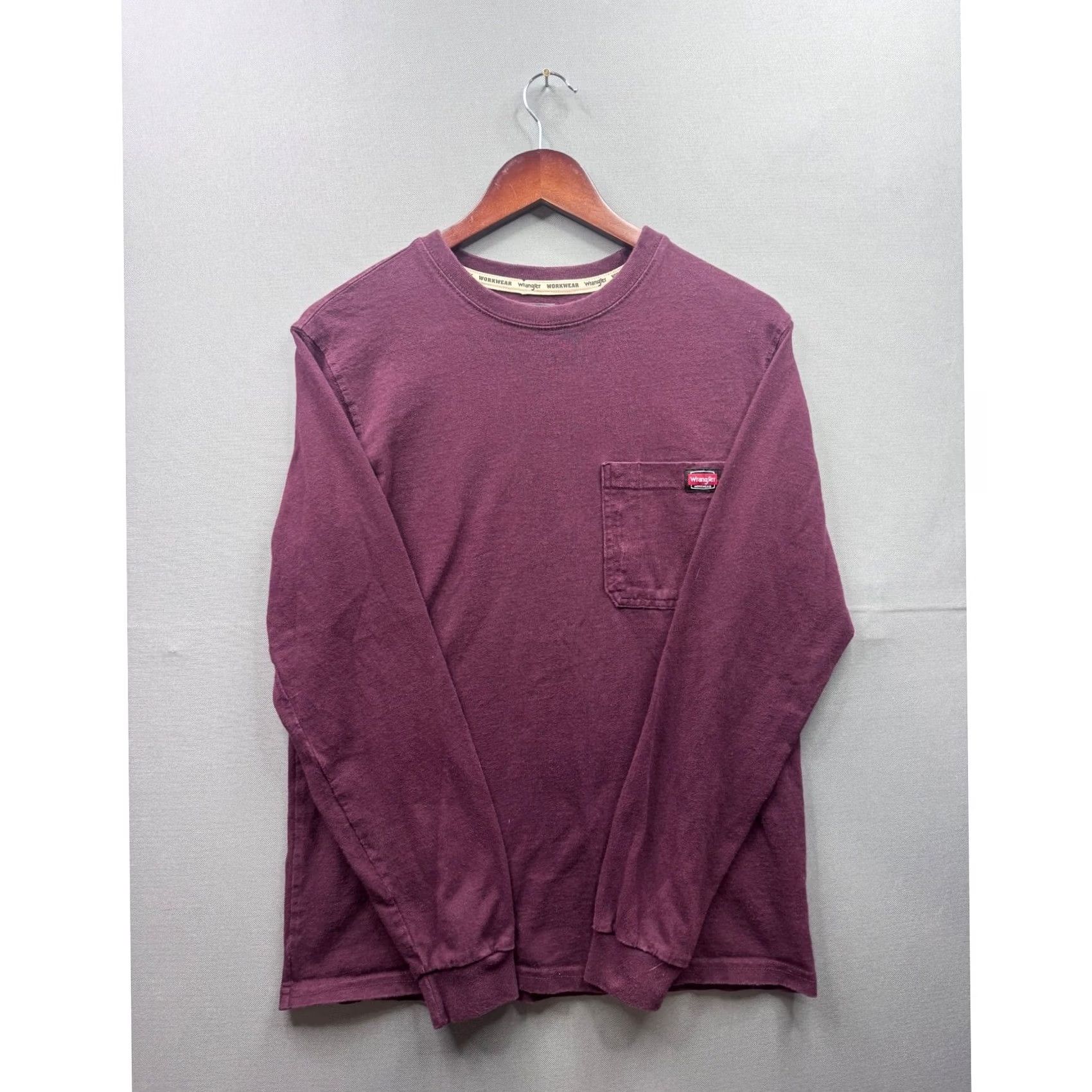 Wrangler Wrangler Workwear Shirt Long Sleeve Burgundy Mens S/CH Pocket Cotton Size US S / EU 44-46 / 1 - 2 Thumbnail