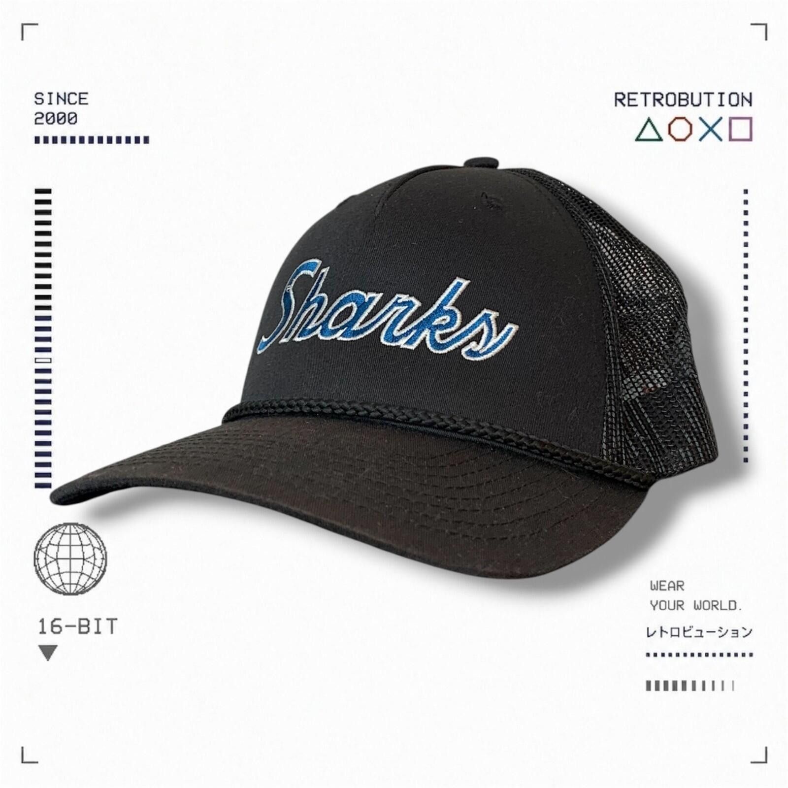 NHL Vintage 90s San Jose Sharks NHL Mesh Back Trucker Hat Black Size ONE SIZE - 1 Thumbnail