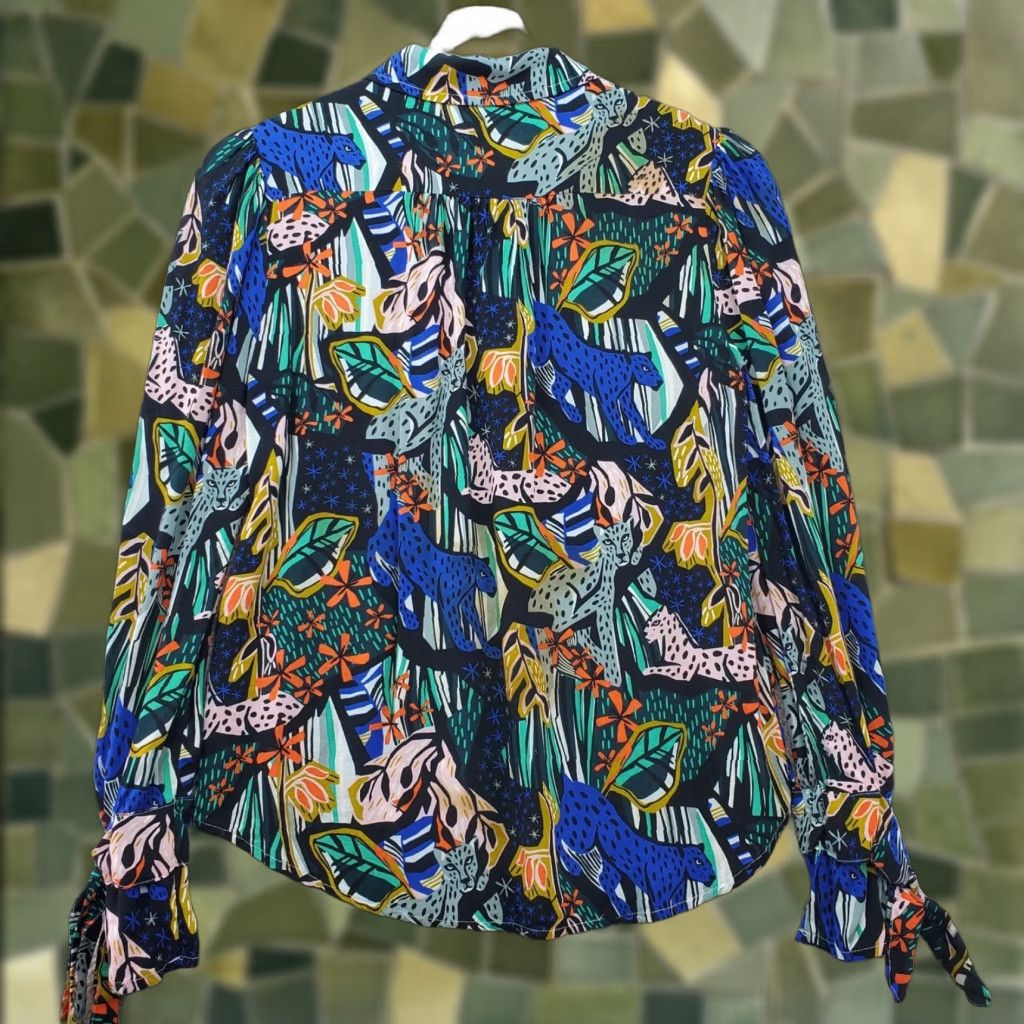Anthropologie Anthropologie Margaret Jeane Leopard Jungle Print Viscose Button Up Blouse Sz 0 Size XS / US 0-2 / IT 36-38 - 1 Thumbnail