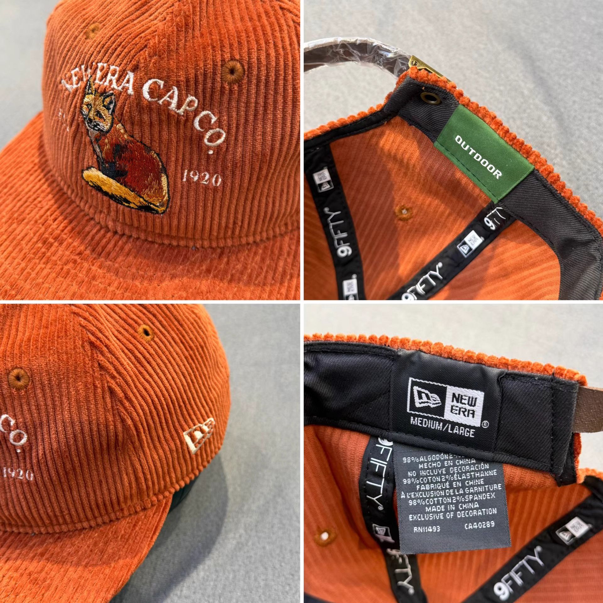 New Era New Era Corduroy Flat Brim Cap。 Q5 Size ONE SIZE - 3 Thumbnail
