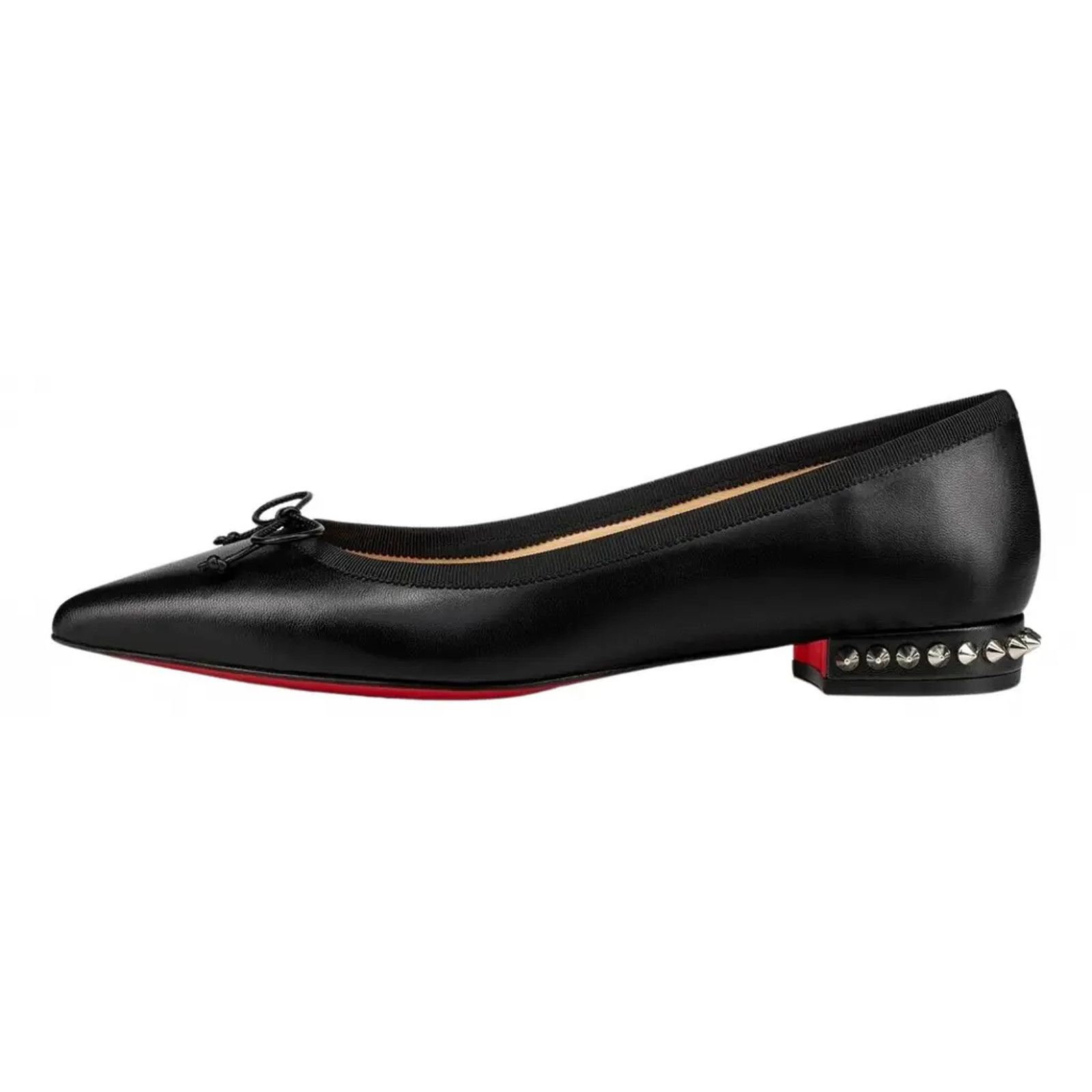 Christian Louboutin Christian Louboutin Hall Flat Black Leather Spike Pointed Size US 7.5 / IT 37.5 - 3 Thumbnail