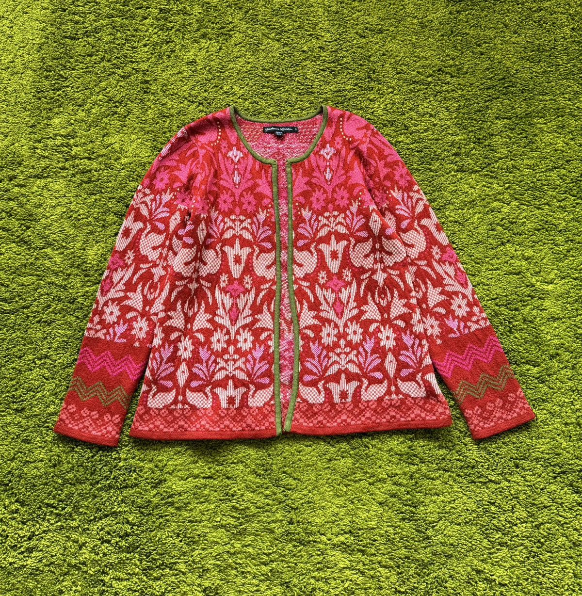 Designer Gudrun Sjoden avant garde floral pattern cardigan sweater Size S / US 4 / IT 40 - 1 Thumbnail