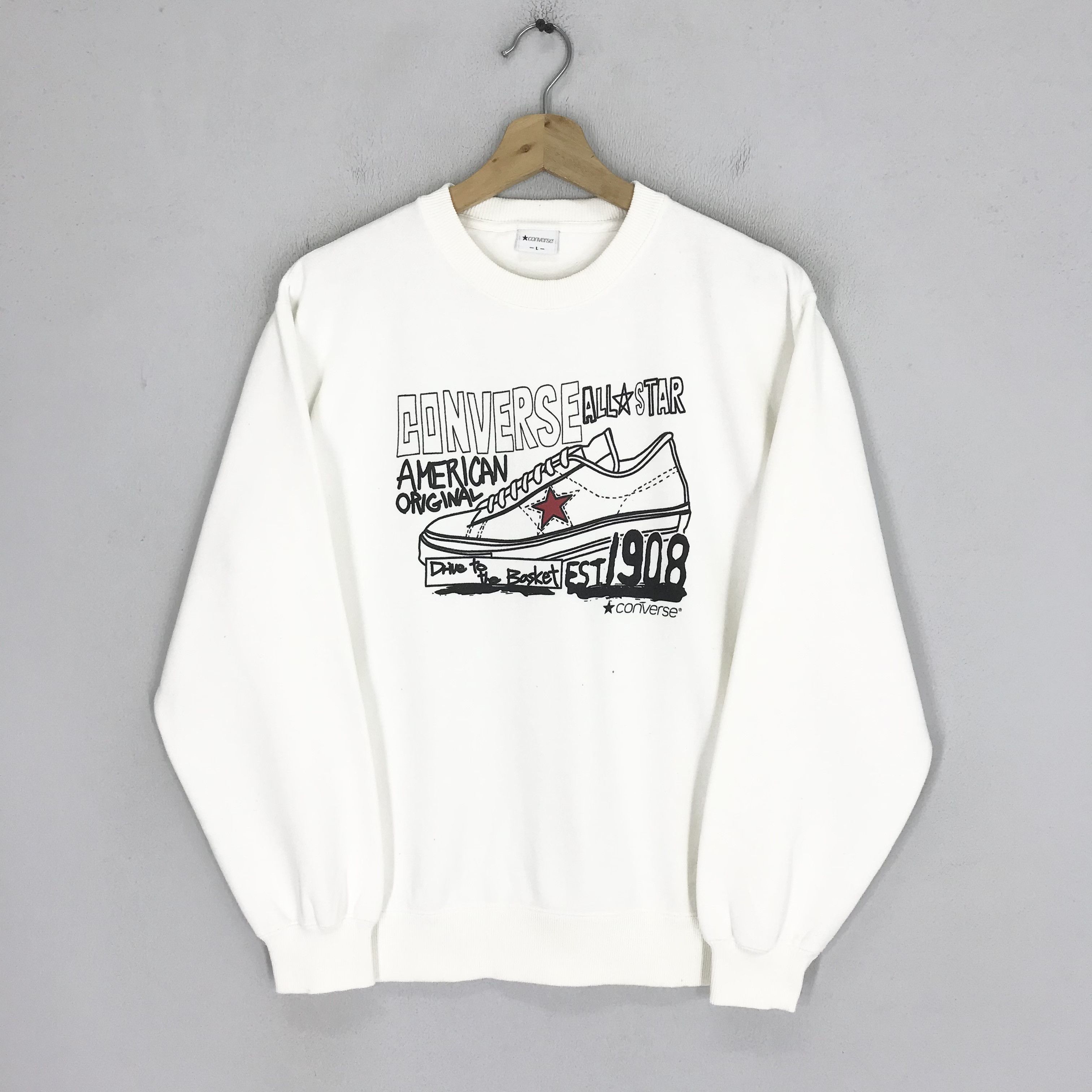 Converse Vintage Converse All Star White Sweatshirt - 502 Size US L / EU 52-54 / 3 - 1 Thumbnail