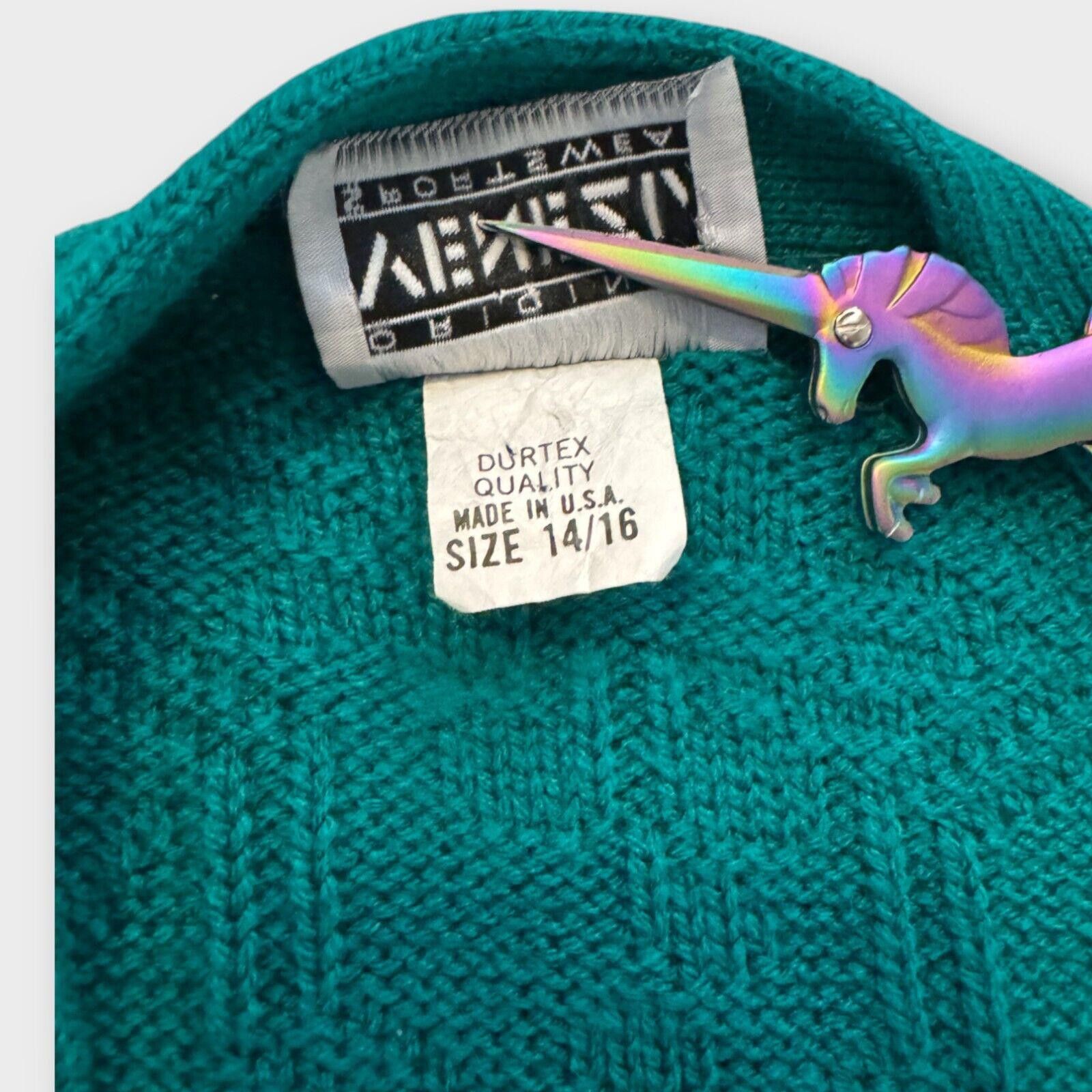 Designer Vintage Blueish Green 90s Knit Sweater Cardigan USA Size L / US 10 / IT 46 - 6 Thumbnail