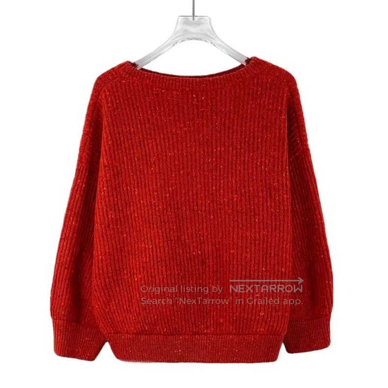 Brunello Cucinelli Brunello Cucinelli Red Wool Crewneck Long Sleeve Knit Swea Size M / US 6-8 / IT 42-44 - 2 Thumbnail