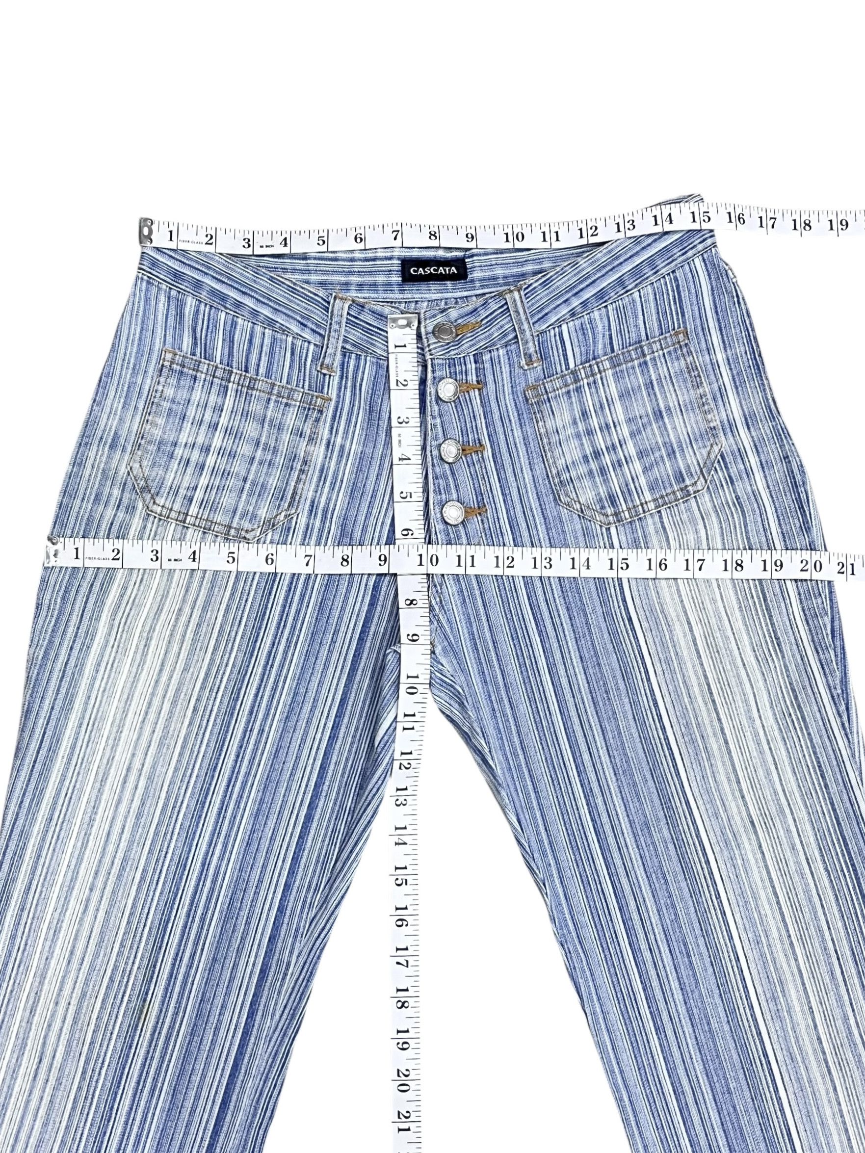 Japanese Brand 🔥SICK FLARE 90’s CASCATA Pinstripes Stretch Denim Bush Jean Size US 30 / EU 46 - 9 Thumbnail