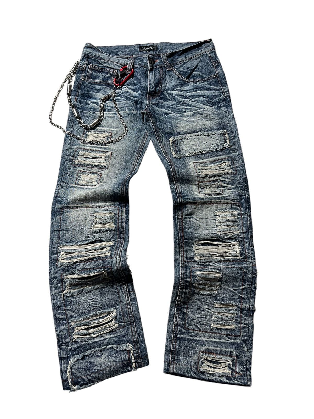 Japanese Brand Sick 2000s Lowbox Distressed Pants Size US 30 / EU 46 - 1 Thumbnail