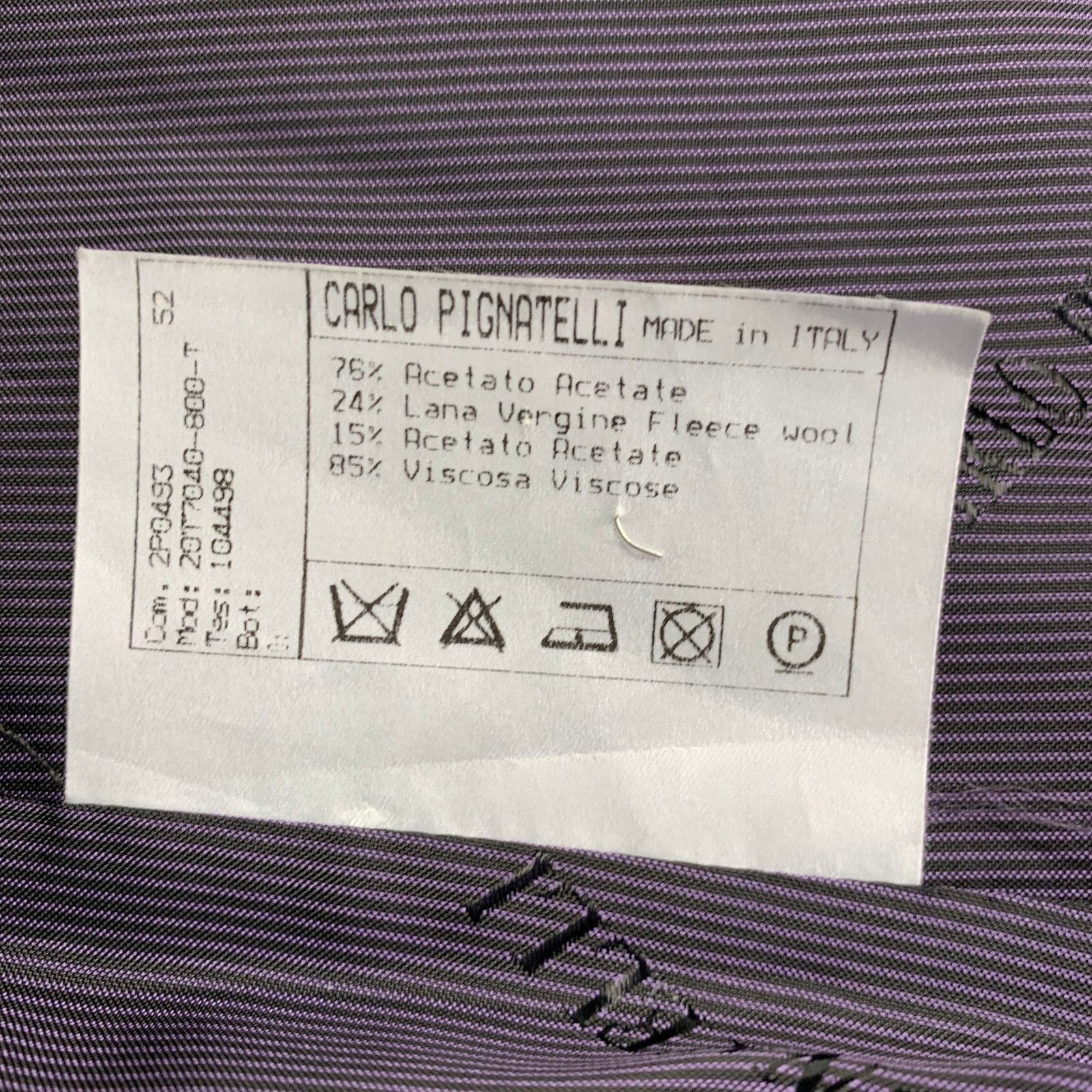 Carlo Pignatelli CARLO PIGNATELLI 42 Black Purple Stripe Acetate Wool Vest Size 42R - 7 Thumbnail