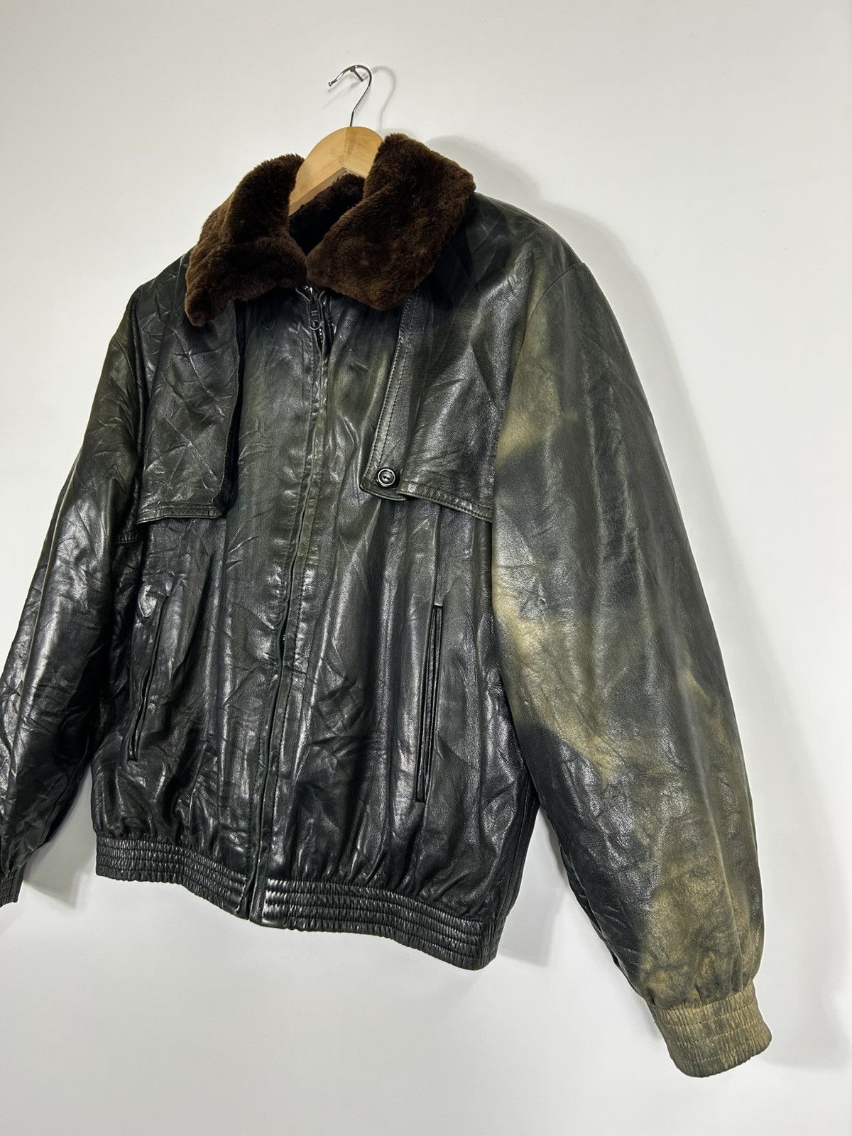 Leather ⚡️Vintage David Goodman Fur Collar Faded Leather Jacket Size US M / EU 48-50 / 2 - 3 Thumbnail