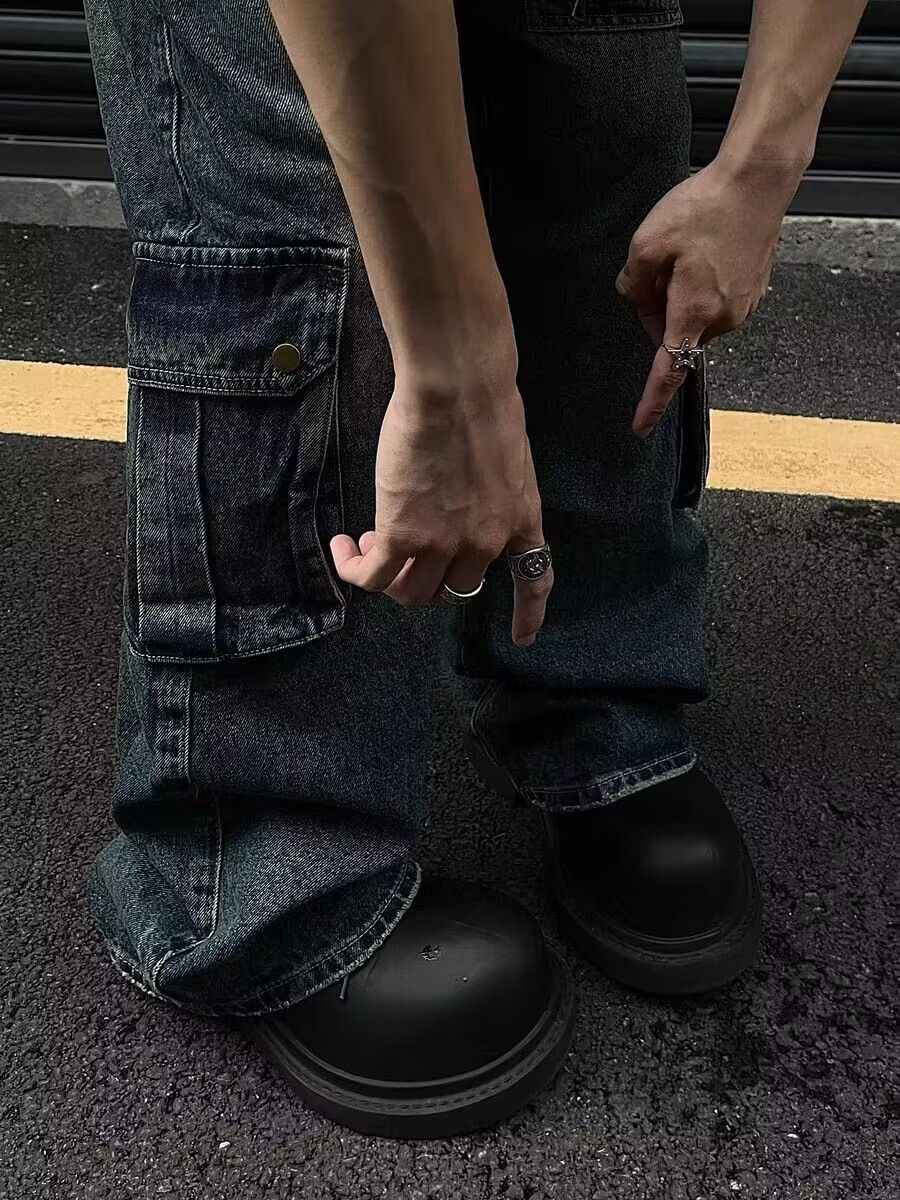 Japanese Brand × Jean Distressed washed zippered multi-pocket cargo jeans Size US 34 / EU 50 - 3 Thumbnail