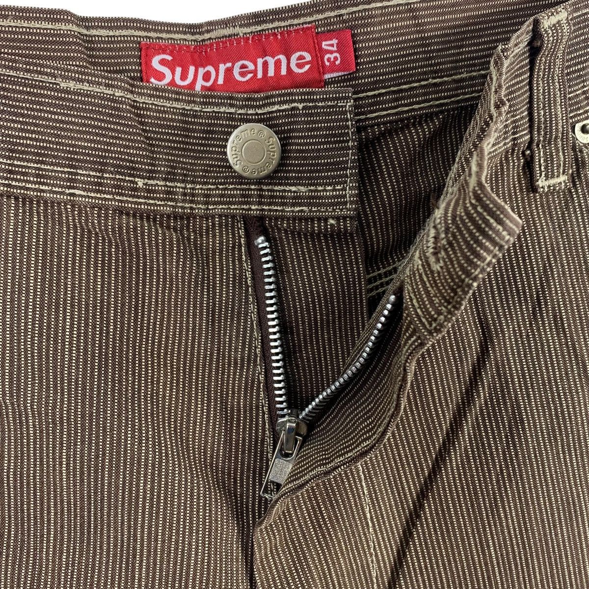Supreme × Vintage Vintage SUPREME brown strip workpants USA made Size US 36 / EU 52 - 13 Thumbnail