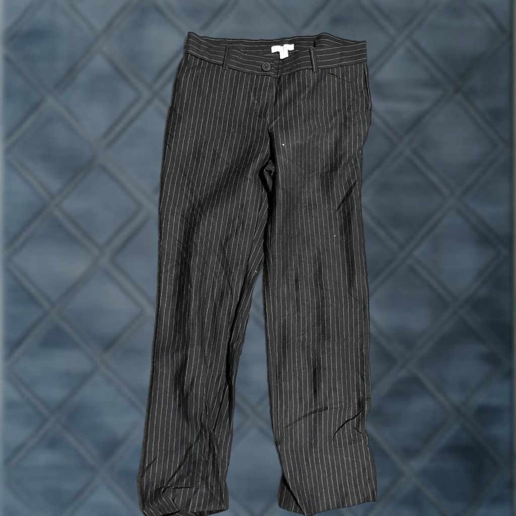 Banana Republic Banana Republic Women Striped Black Wide-Leg Dress Pants Pull On Polyester Size S Womens Size 28" / US 6 / IT 42 - 1 Thumbnail