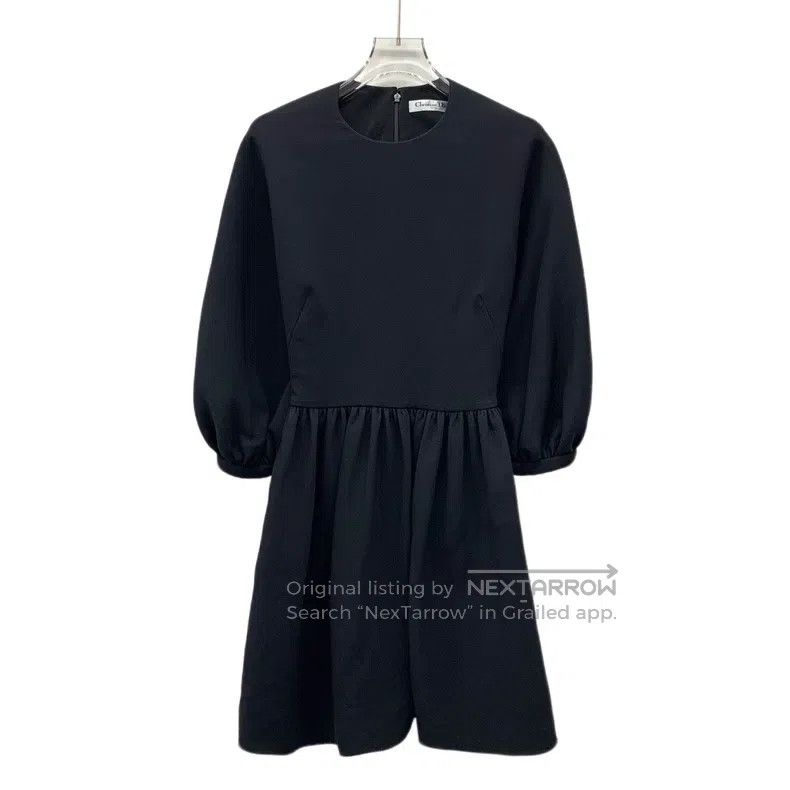 Dior Dior Black wool round-neck bubble long-sleeved dress Size XXS / US 00 / IT 34 - 1 Thumbnail